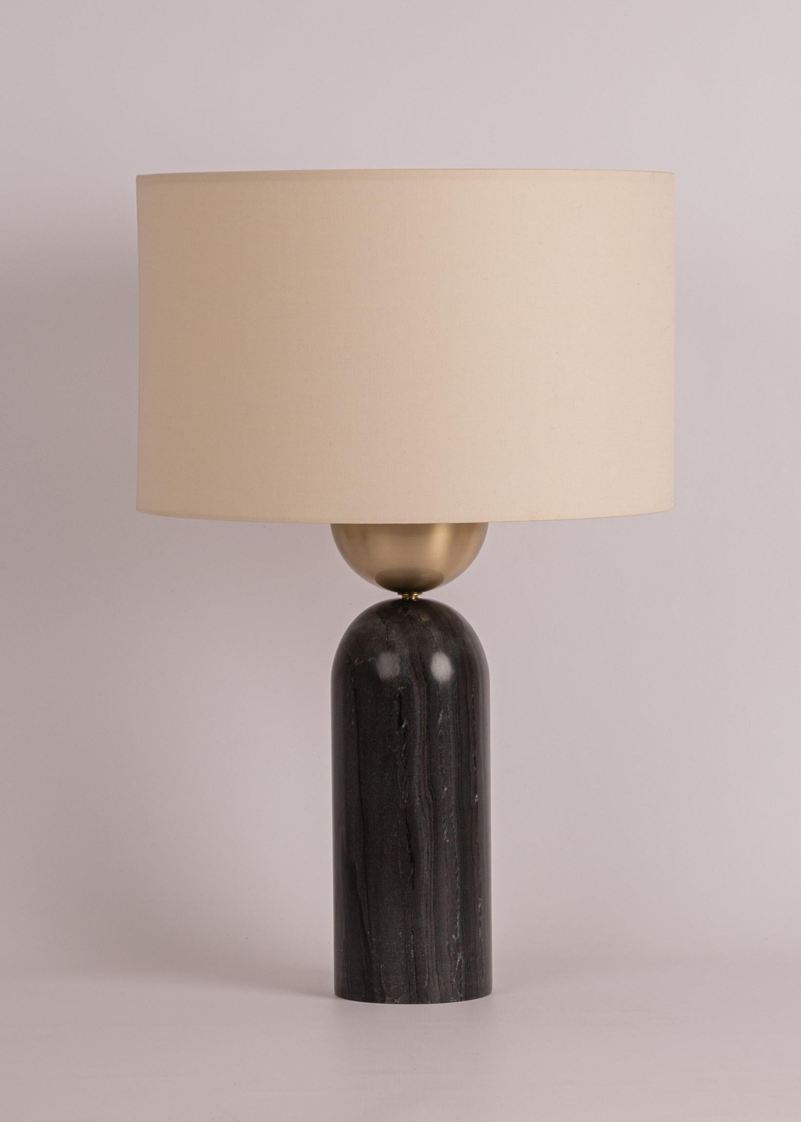 Black Marble Peona Table Lamp by Simone & Marcel
Dimensions: Ø 40 x H 61 cm.
Materials: Brass, cotton and black marble.

Also available in different marble, wood and alabaster options and finishes. Custom options available on request. Please contact