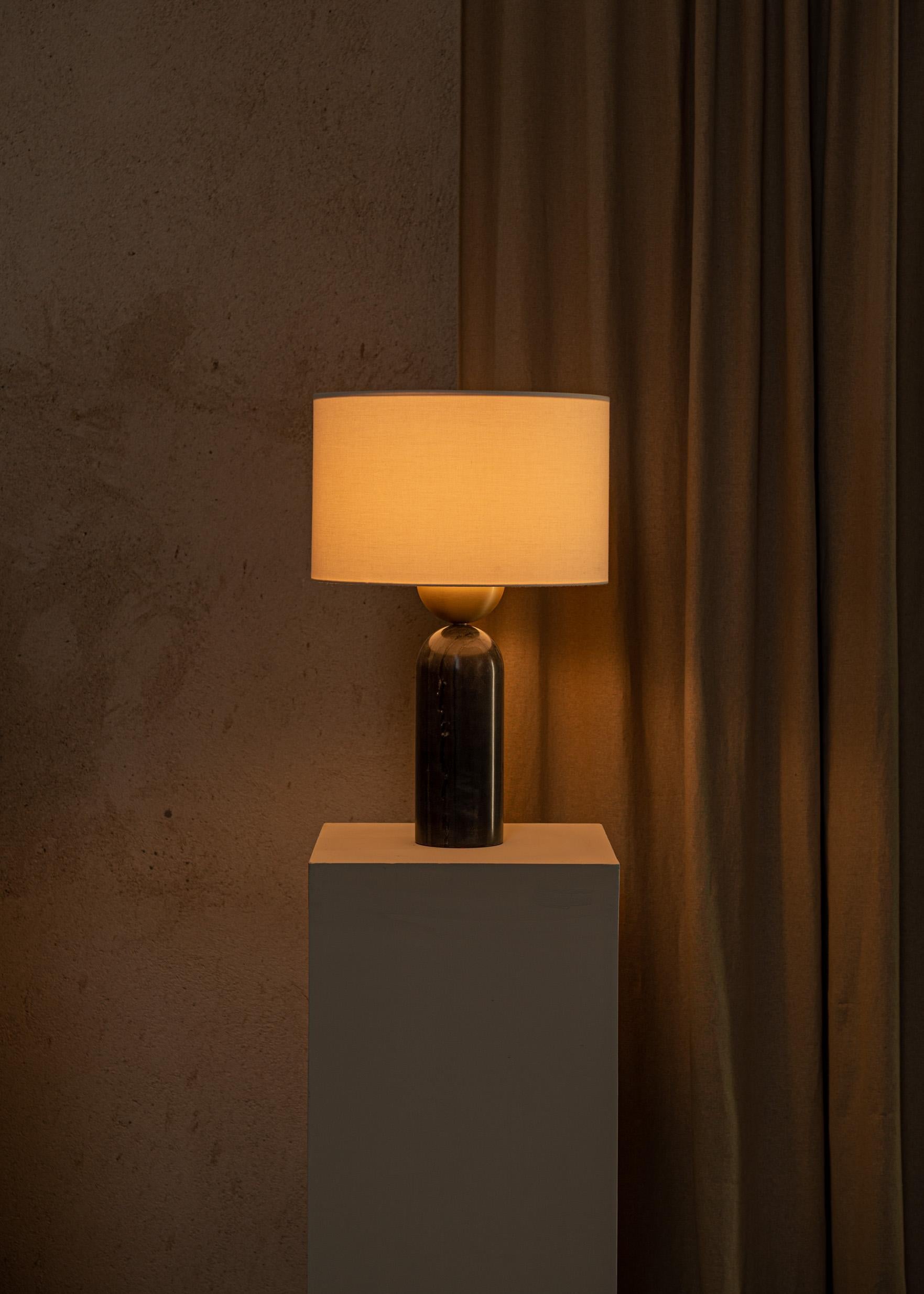 Post-Modern Black Marble Peona Table Lamp by Simone & Marcel For Sale