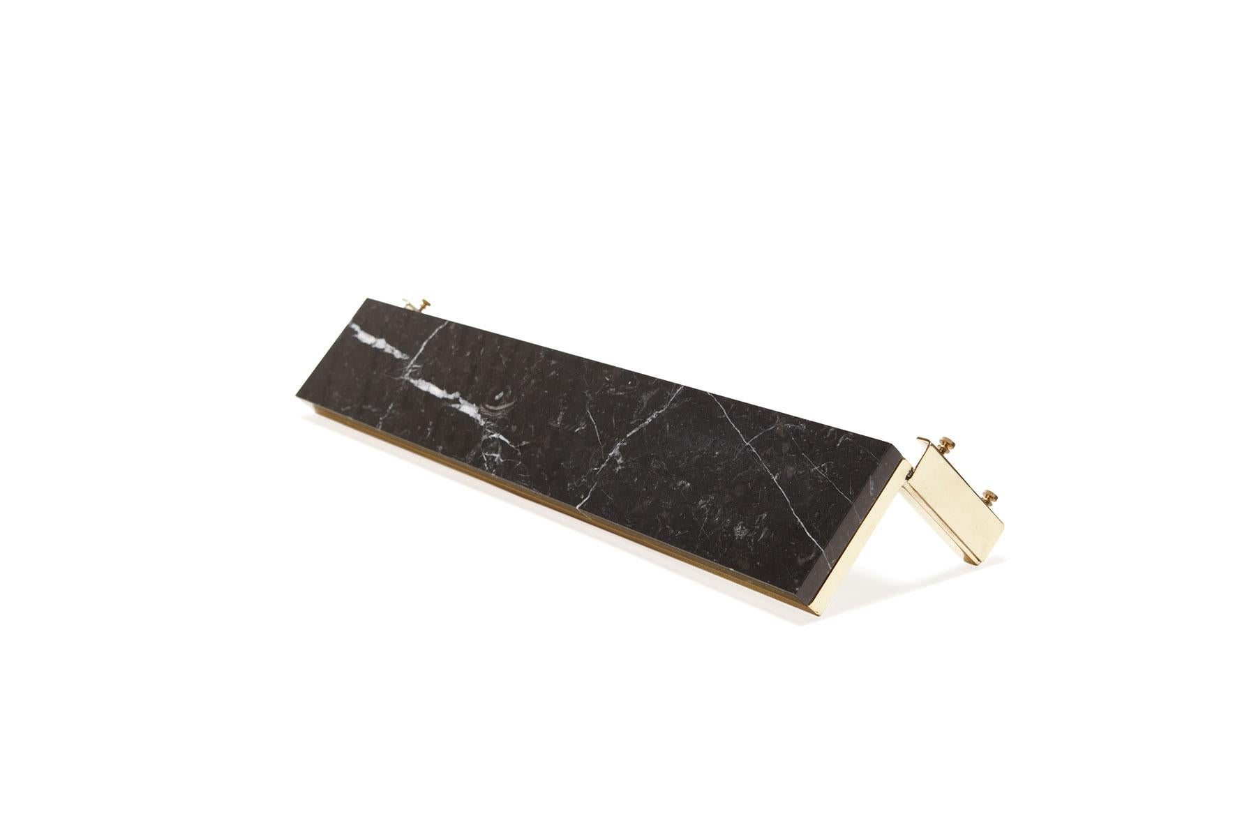 Black Marble & Polished Brass Wing Table In New Condition For Sale In Los Angeles, CA