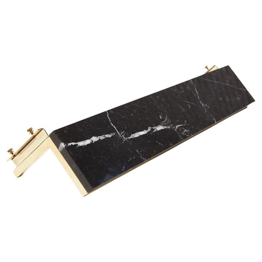 Black Marble & Polished Brass Wing Table For Sale