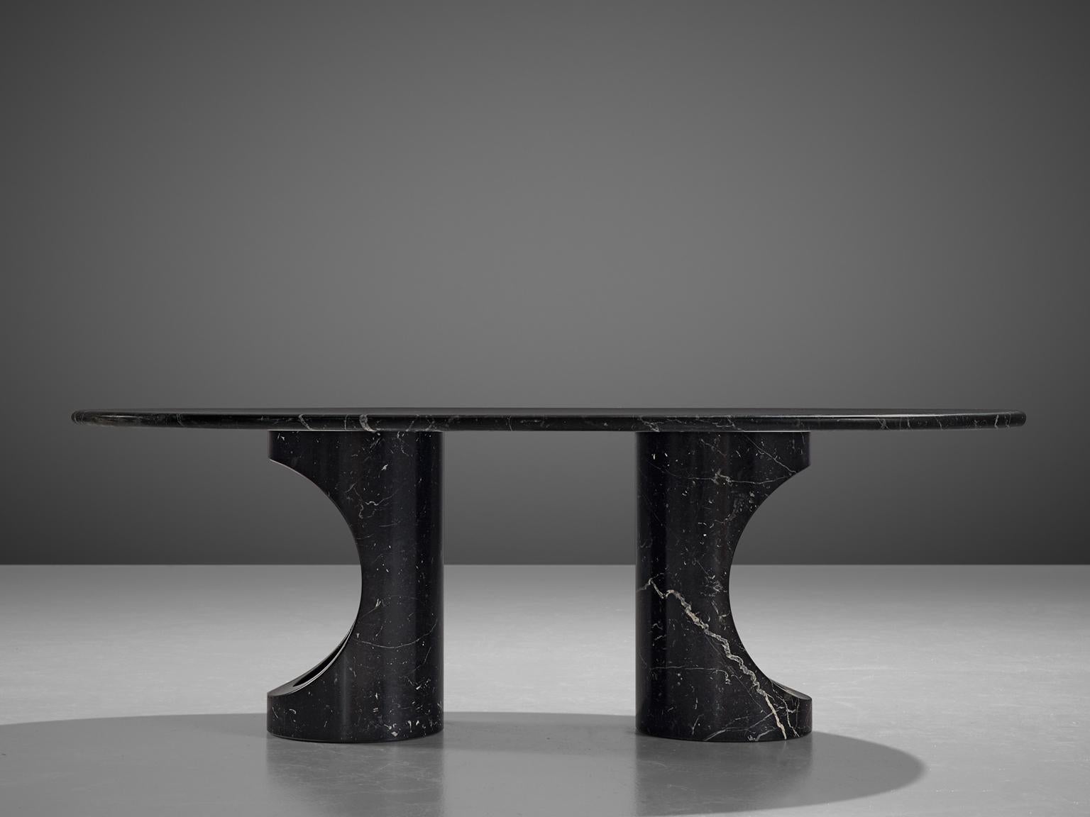 Mid-Century Modern Black Marble Postmodern Coffee Table