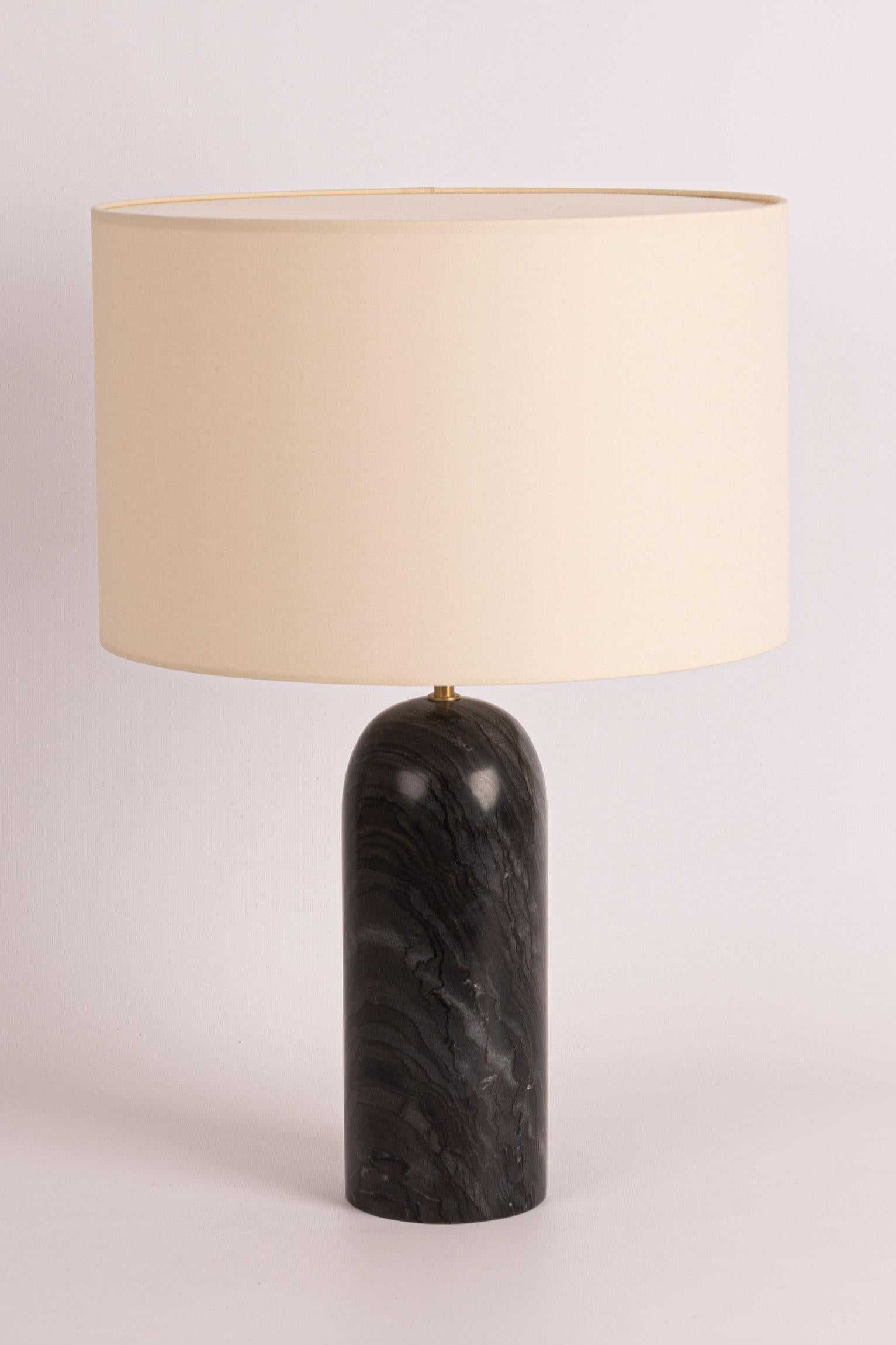 Black Marble Pura Table Lamp by Simone & Marcel
Dimensions: Ø 40 x H 58 cm.
Materials: Brass, cotton and black marble.

Also available in different marble, wood and alabaster options and finishes. Custom options available on request. Please contact
