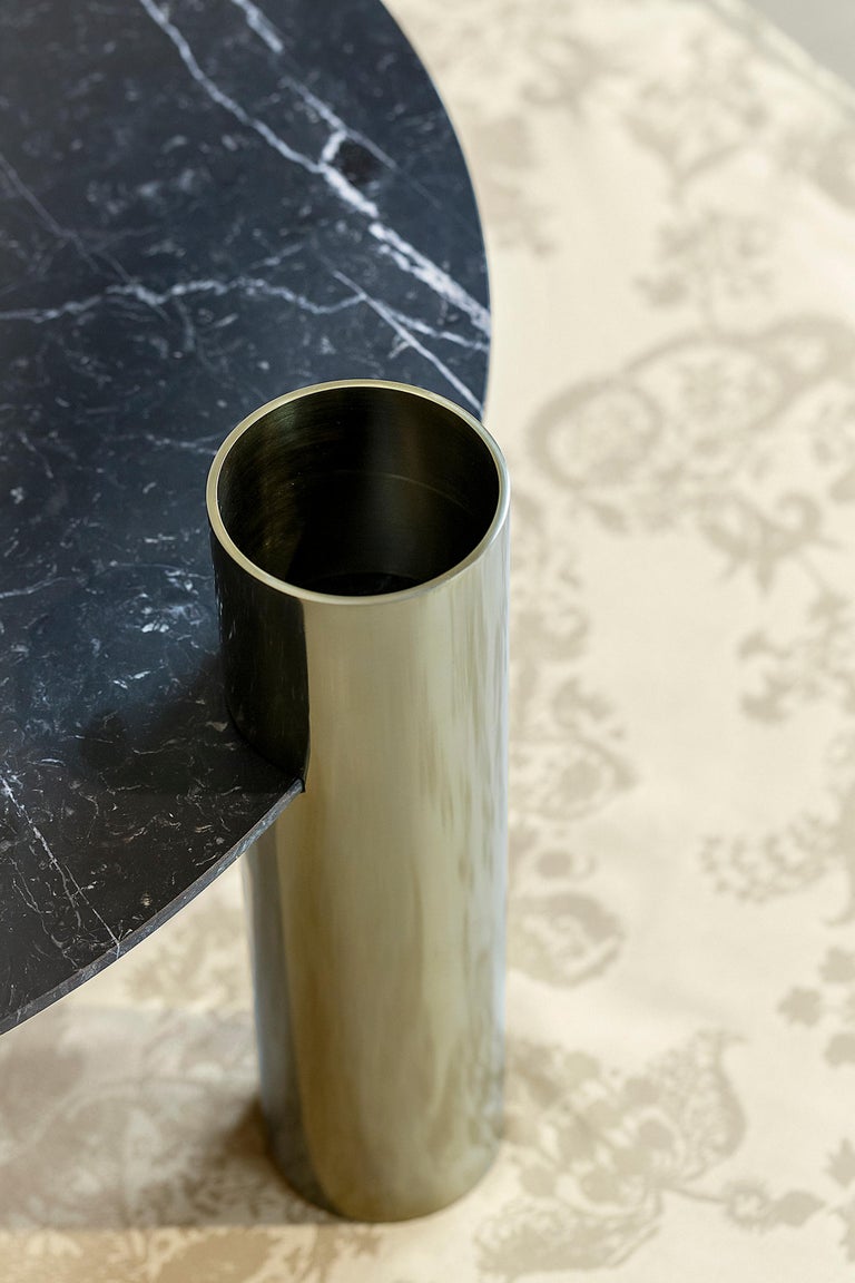 Black Marble Round Coffee Table Brass Legs For Sale at 1stDibs