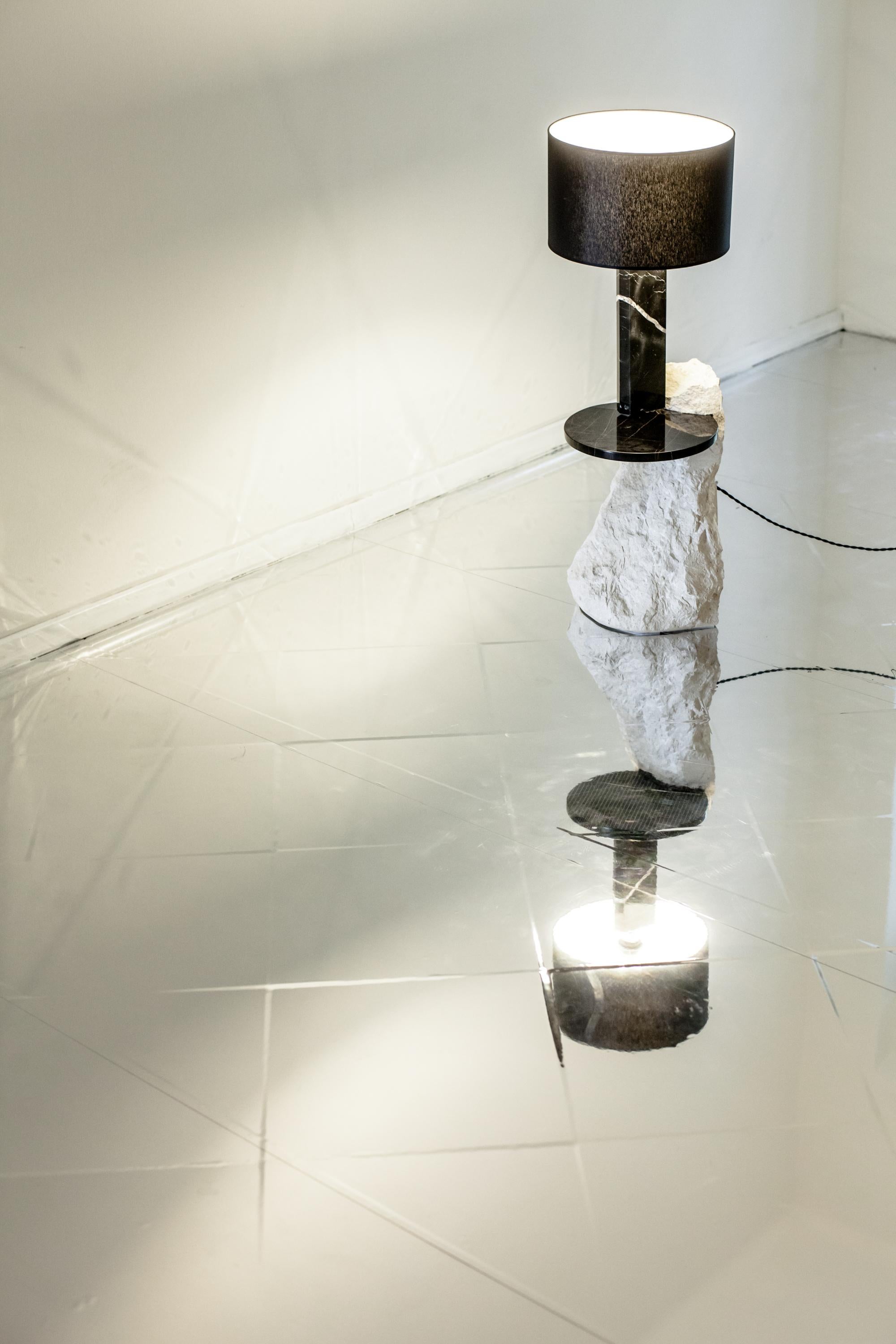 European Black Marble Sculpted Table Lamp by Brajak Vitberg