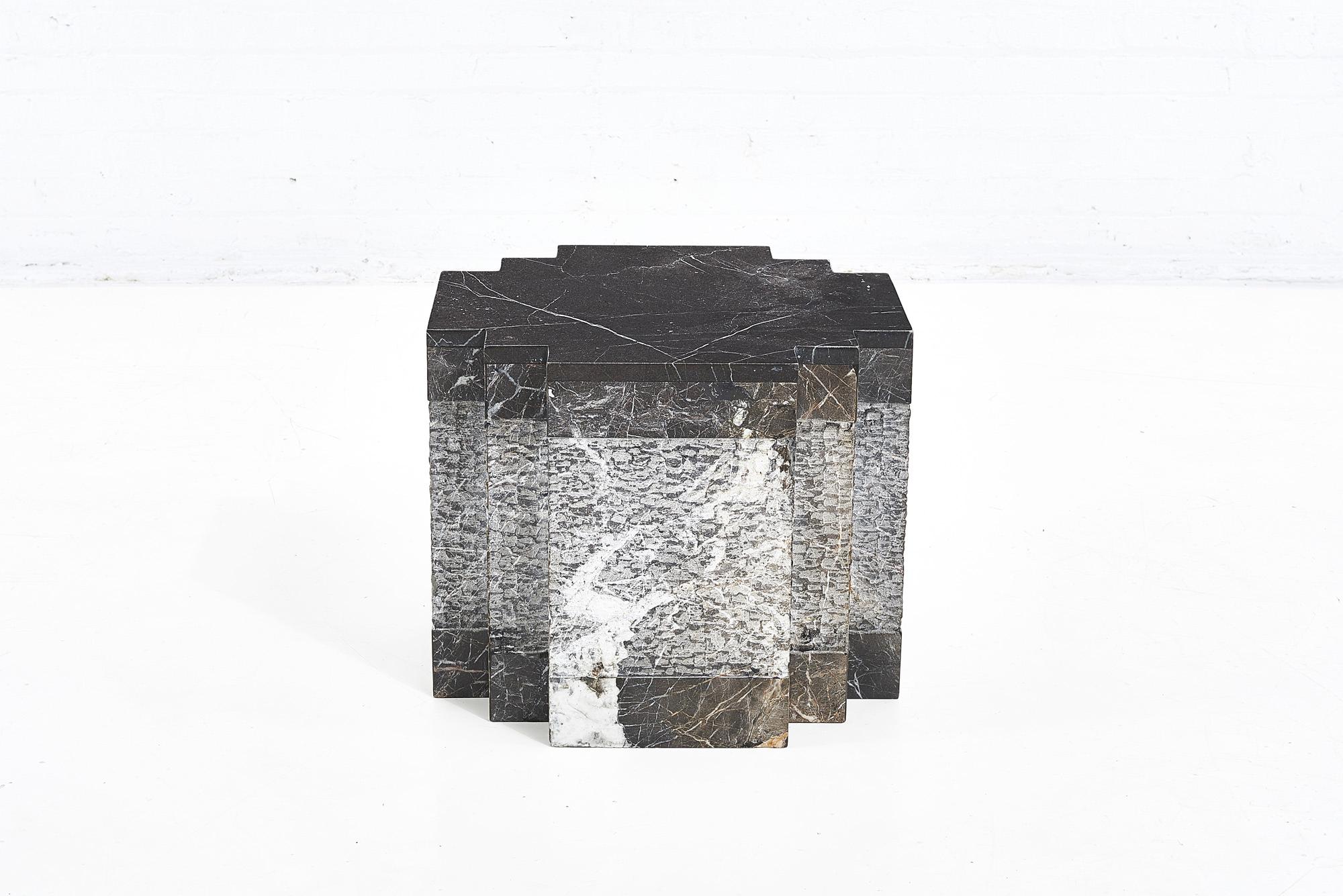 Black marble side/end table, Italy, 1970.