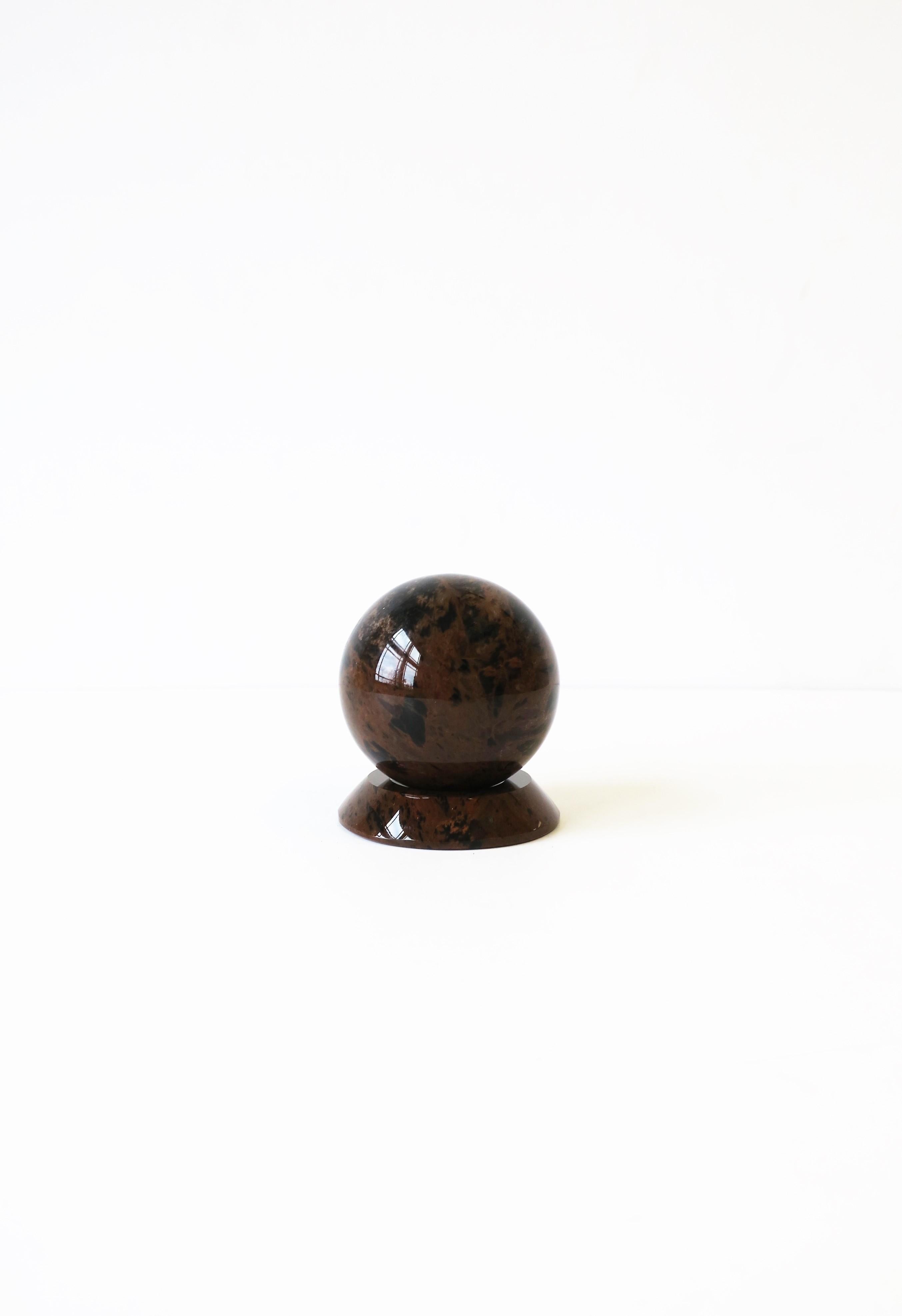 Post-Modern Black Marble Sphere Decorative Object Desk Accessory, 1990s