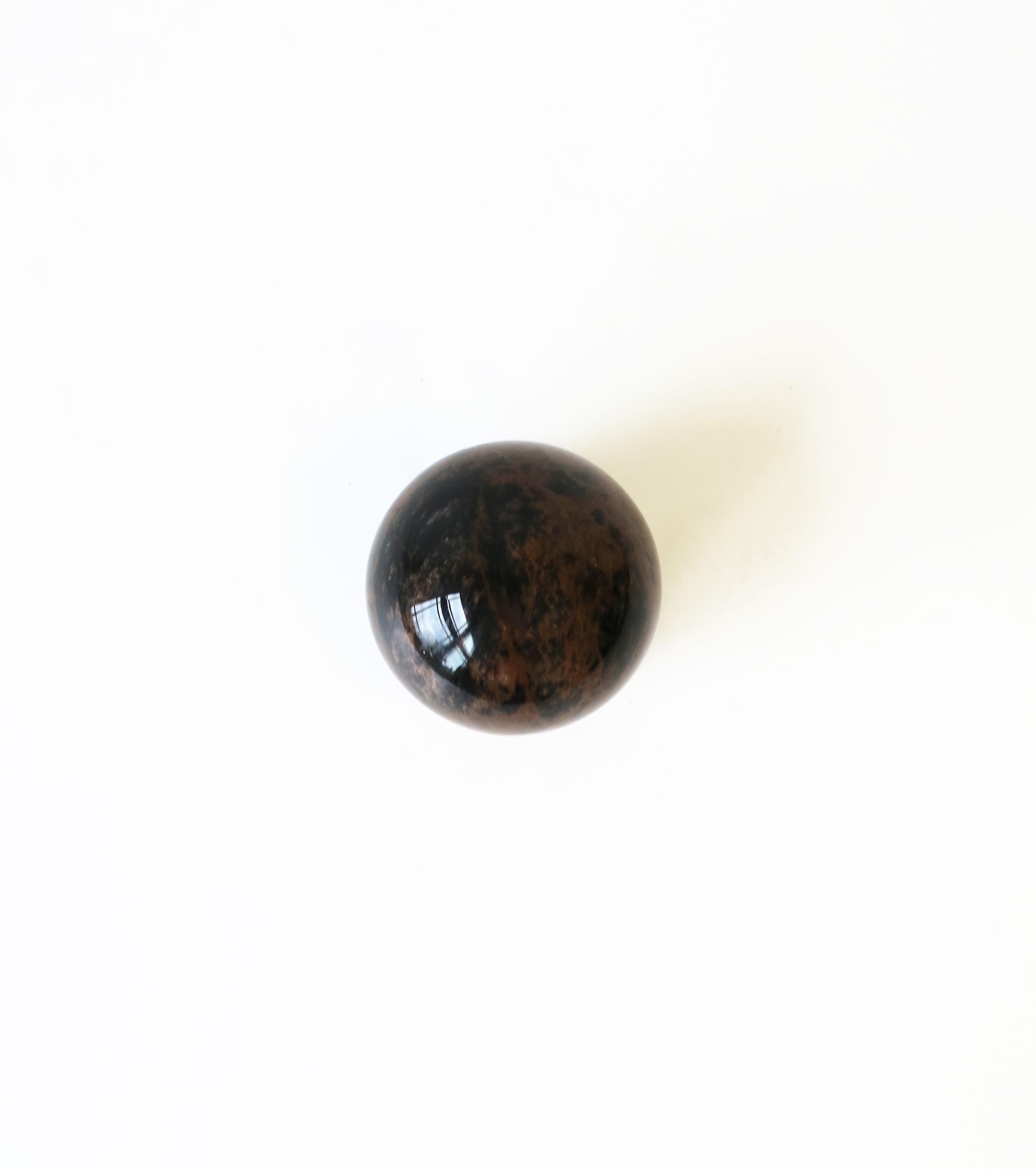 Polished Black Marble Sphere Decorative Object Desk Accessory, 1990s