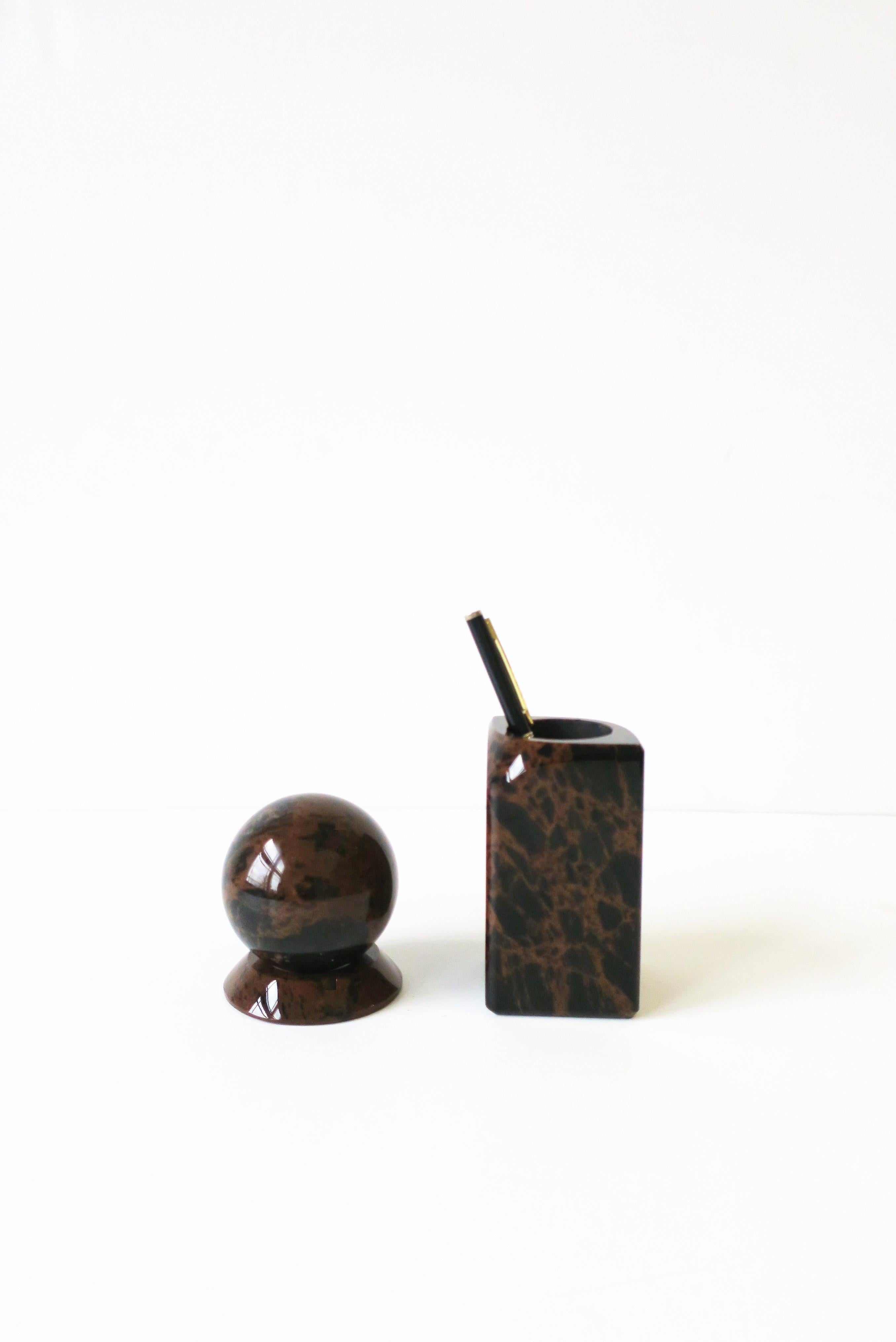 Late 20th Century Black Marble Sphere Decorative Object Desk Accessory, 1990s