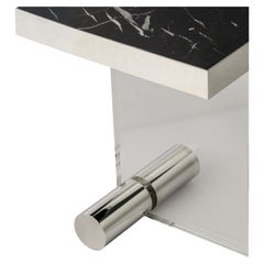 Black Marble Stainless Steel Acrylic Square Side Table