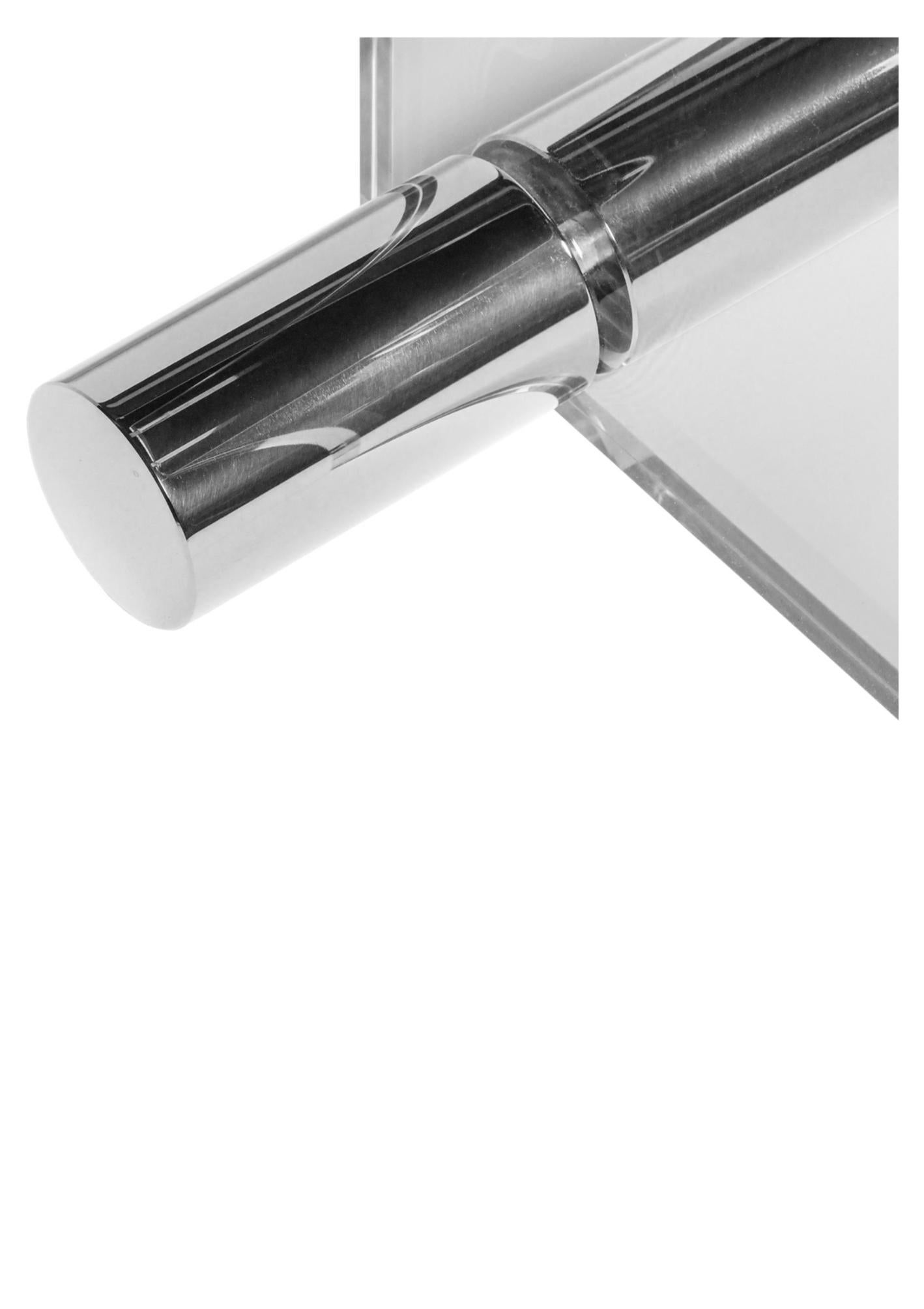 Acier inoxydable Table d'appoint carrée en acrylique et acier inoxydable en marbre noir en vente