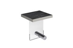 Black Marble Stainless Steel Acrylic Squared Side Table