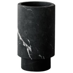 Black Marble Tall Pedestal Cylinder