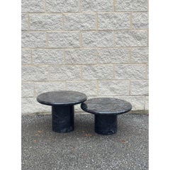 Black Marble Tiered Mushroom Coffee Table Set – Set of 2