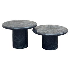 Schwarzer Marmor gestaffelt Pilz Couchtisch Set - Set von 2