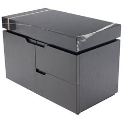 Black Marble Top Black Lacquer Contemporary Short Credenza Console
