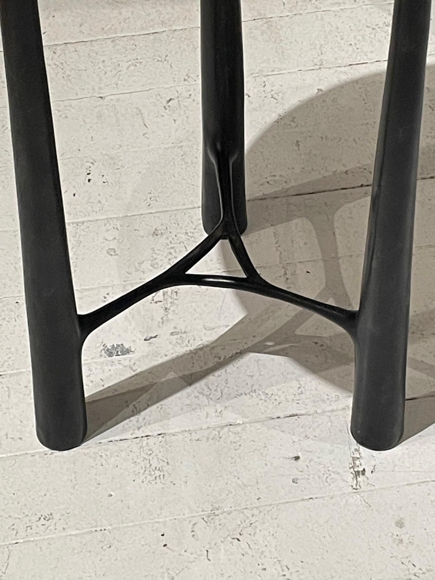 Black With White Marble Top, Bronze Base Side Table, Germany, Contemporary For Sale 1