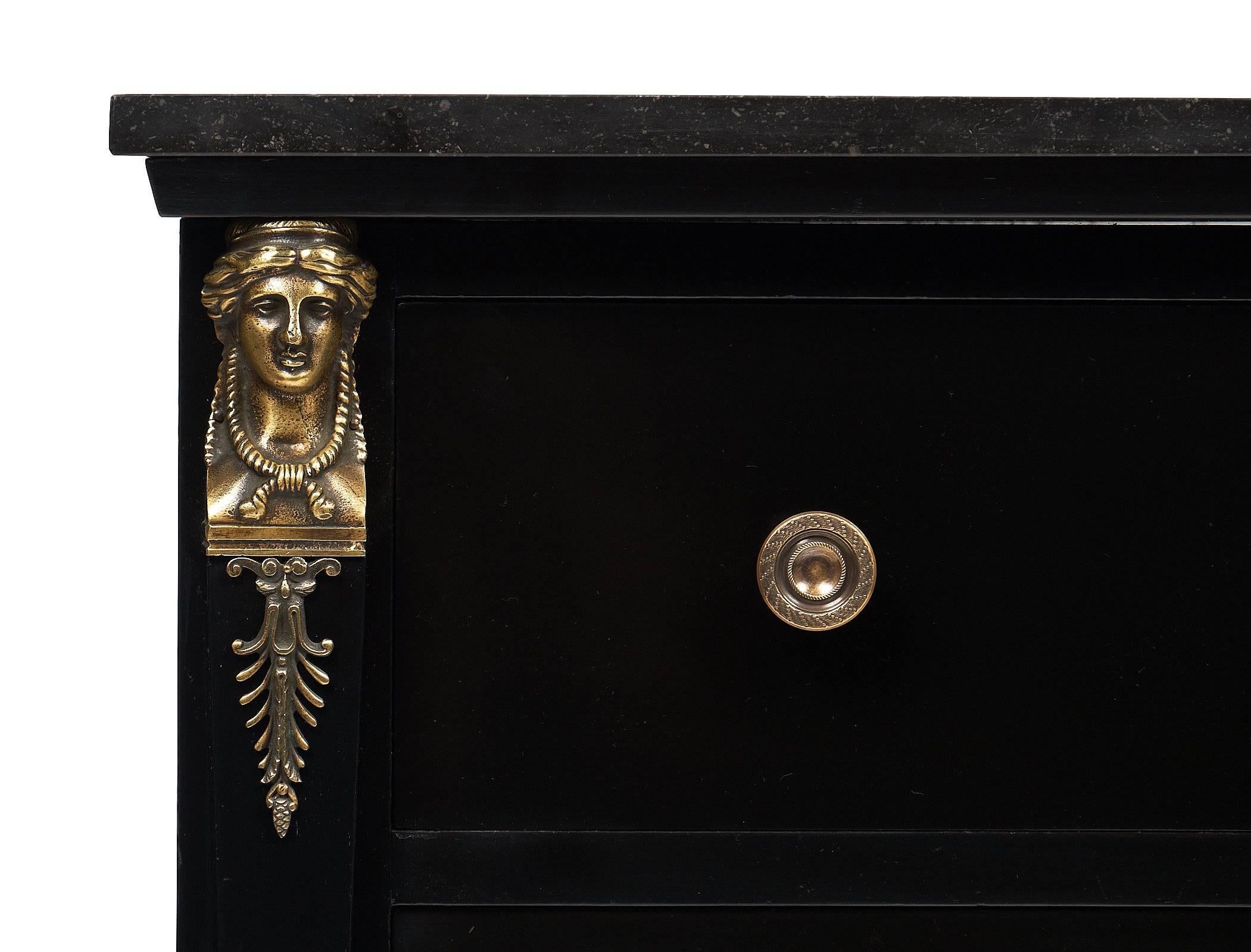 Black Marble-Topped Empire Style Chest 1