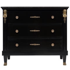 Black Marble-Topped Empire Style Chest