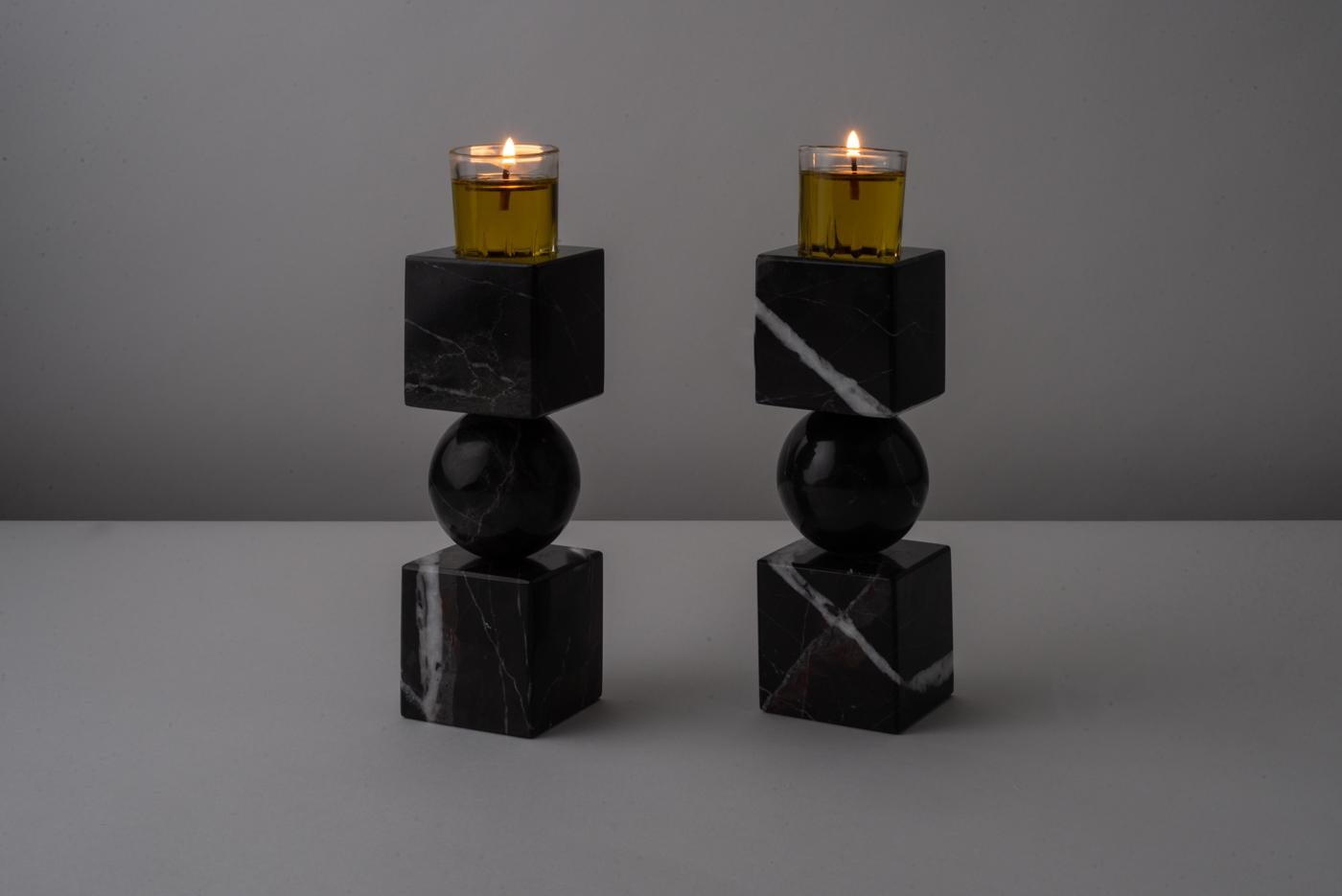 Black Marble TOTEM Candle Holders 7