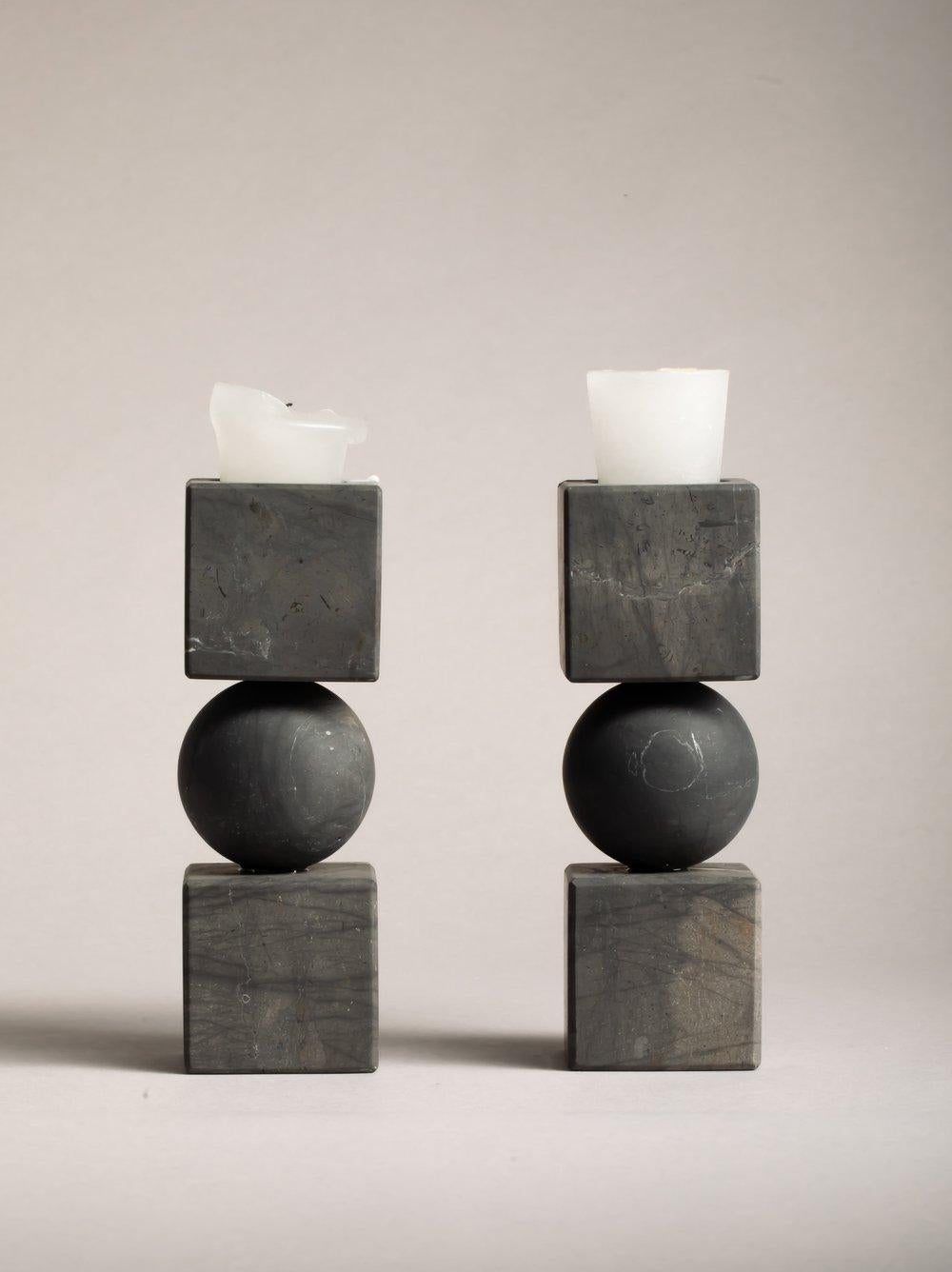 Black Marble TOTEM Candle Holders 1