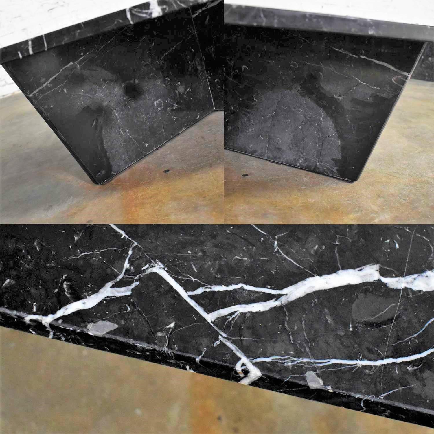 Black Marble Triangle Bi-Level Coffee Table or Pair End Tables Style Up & Up 7