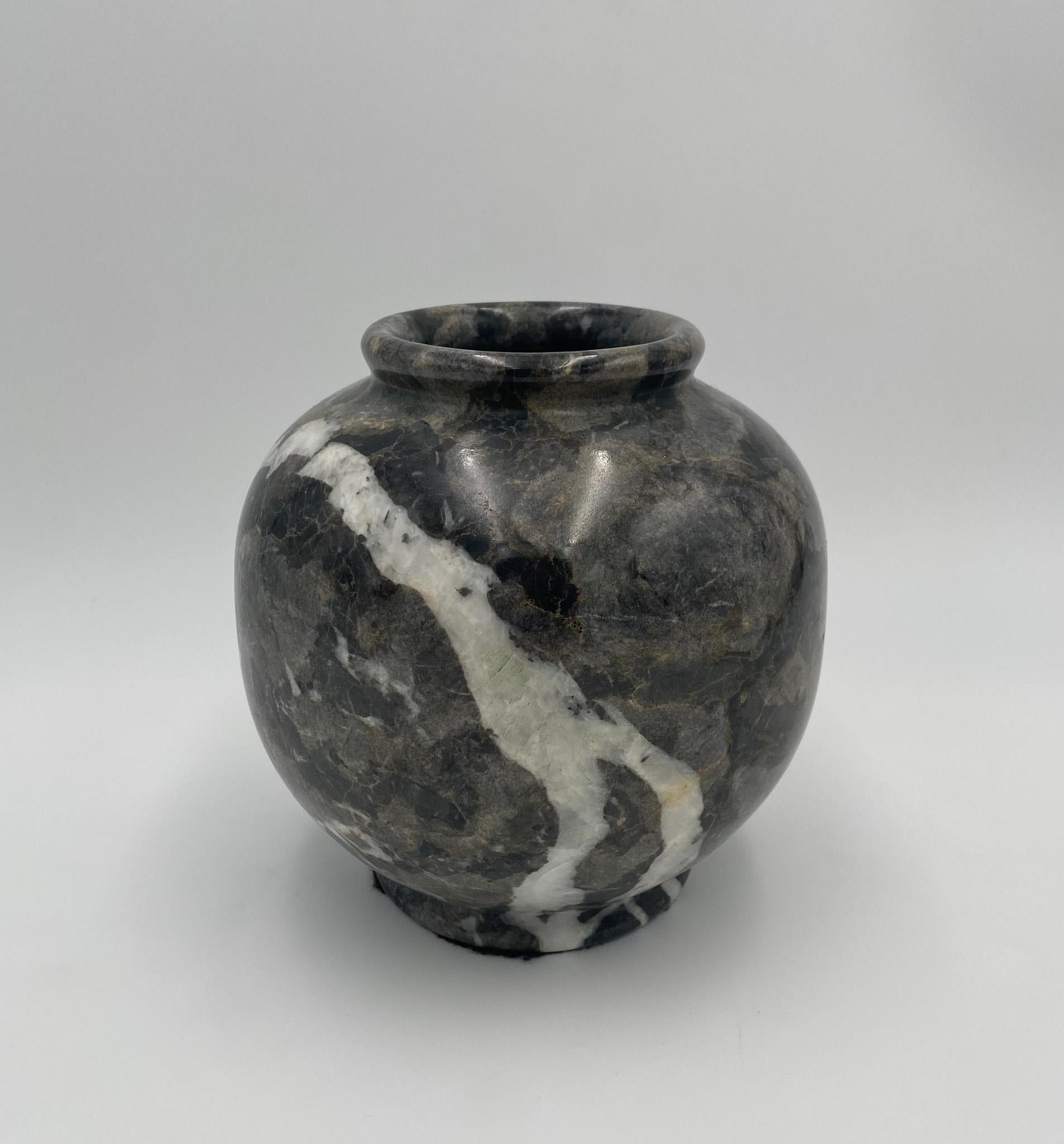 Black Marble Vase,  1980's.  

Weight: 6 lbs.  