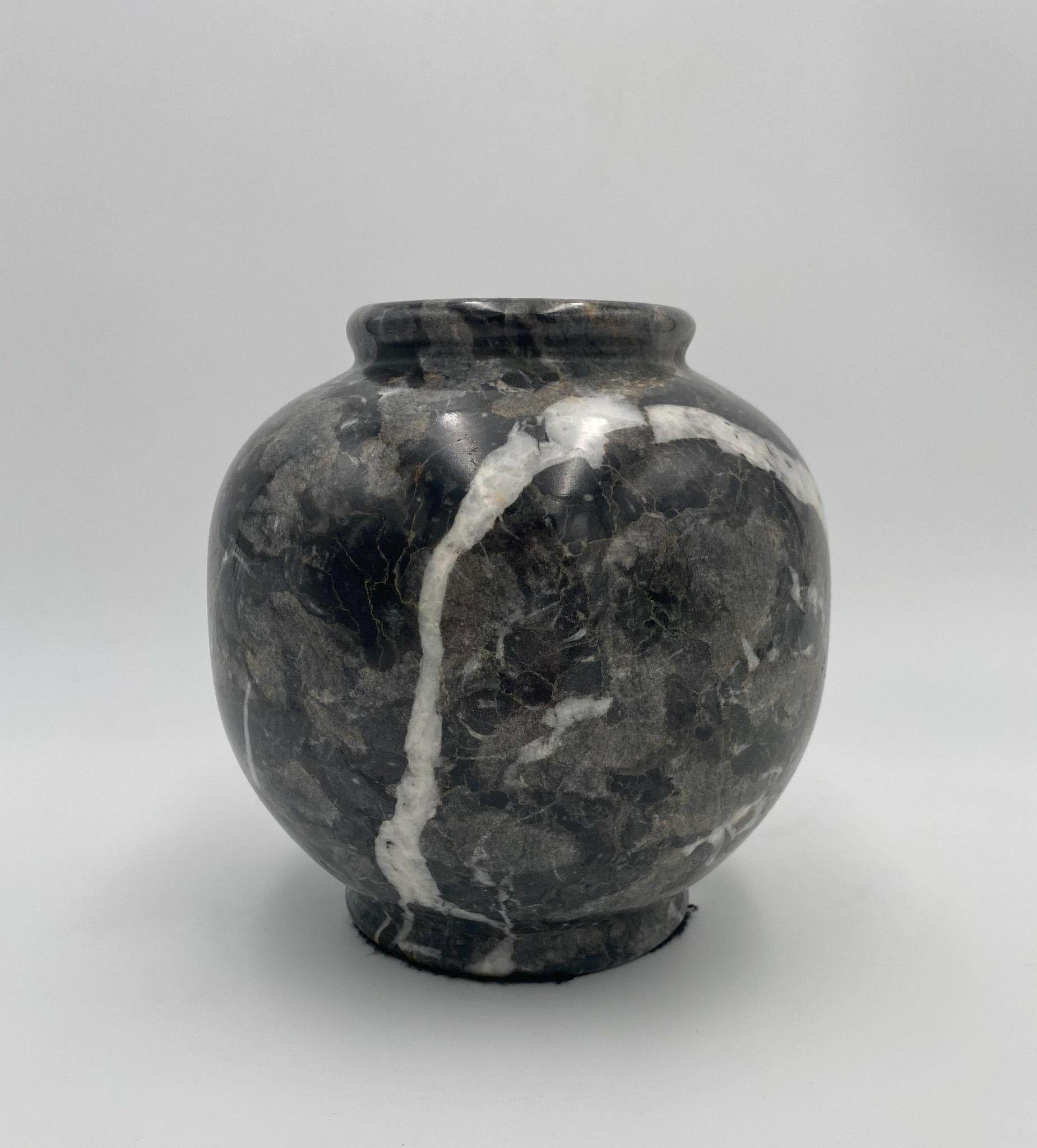 Post-Modern Black Marble Vase,  1980's  For Sale