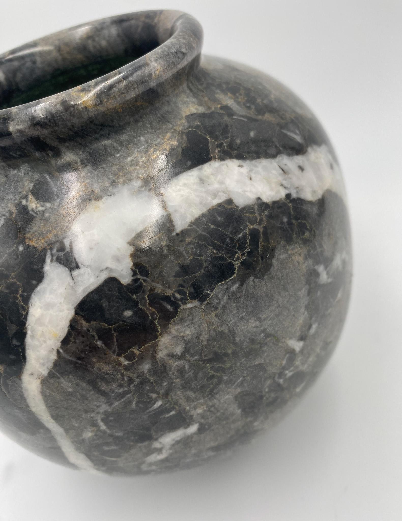 Italian Black Marble Vase,  1980's  For Sale