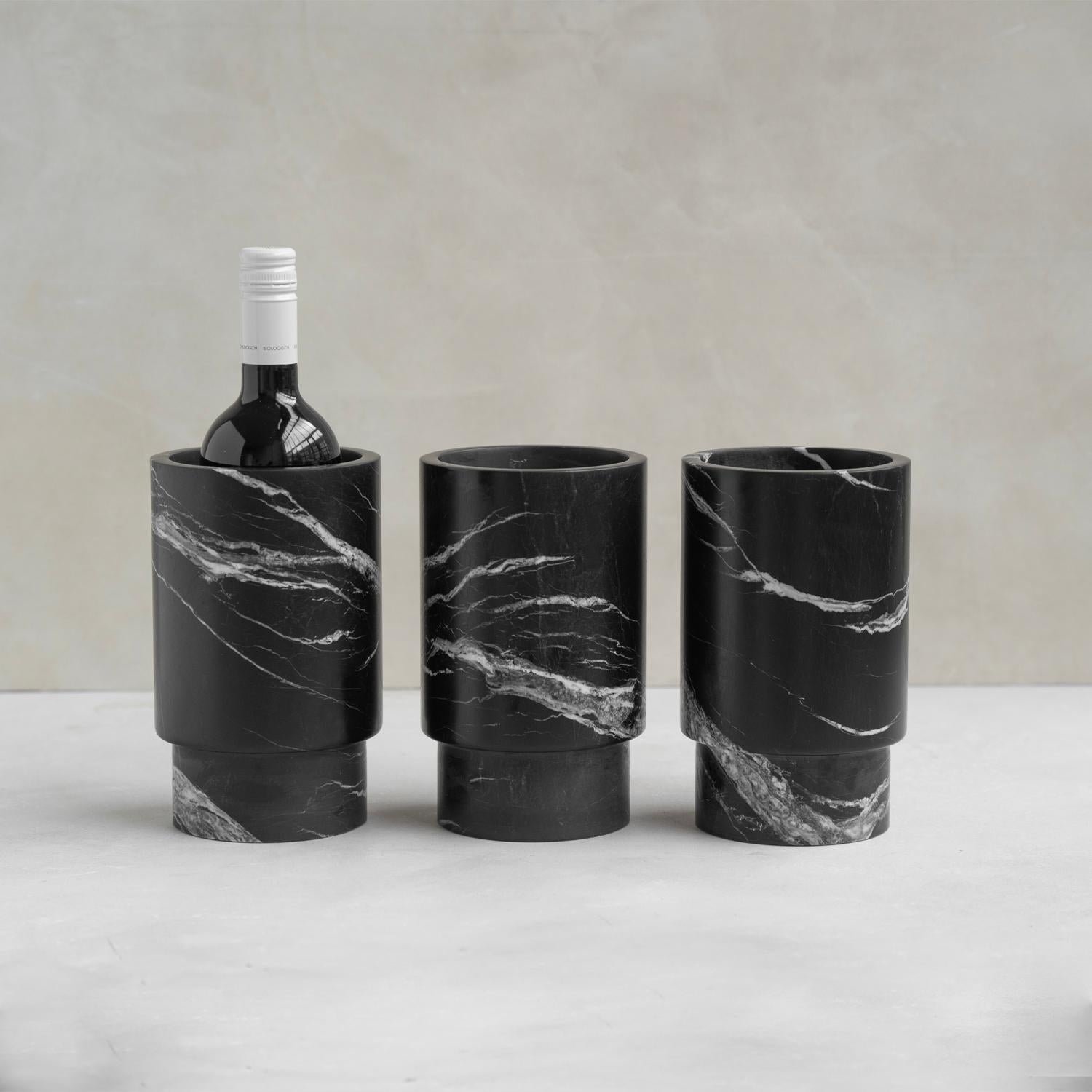 Dutch Black Marble Vase and Wine Cooler For Sale