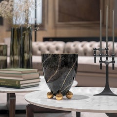 Black Marble Vase with Gold by Vetrerie di Empoli