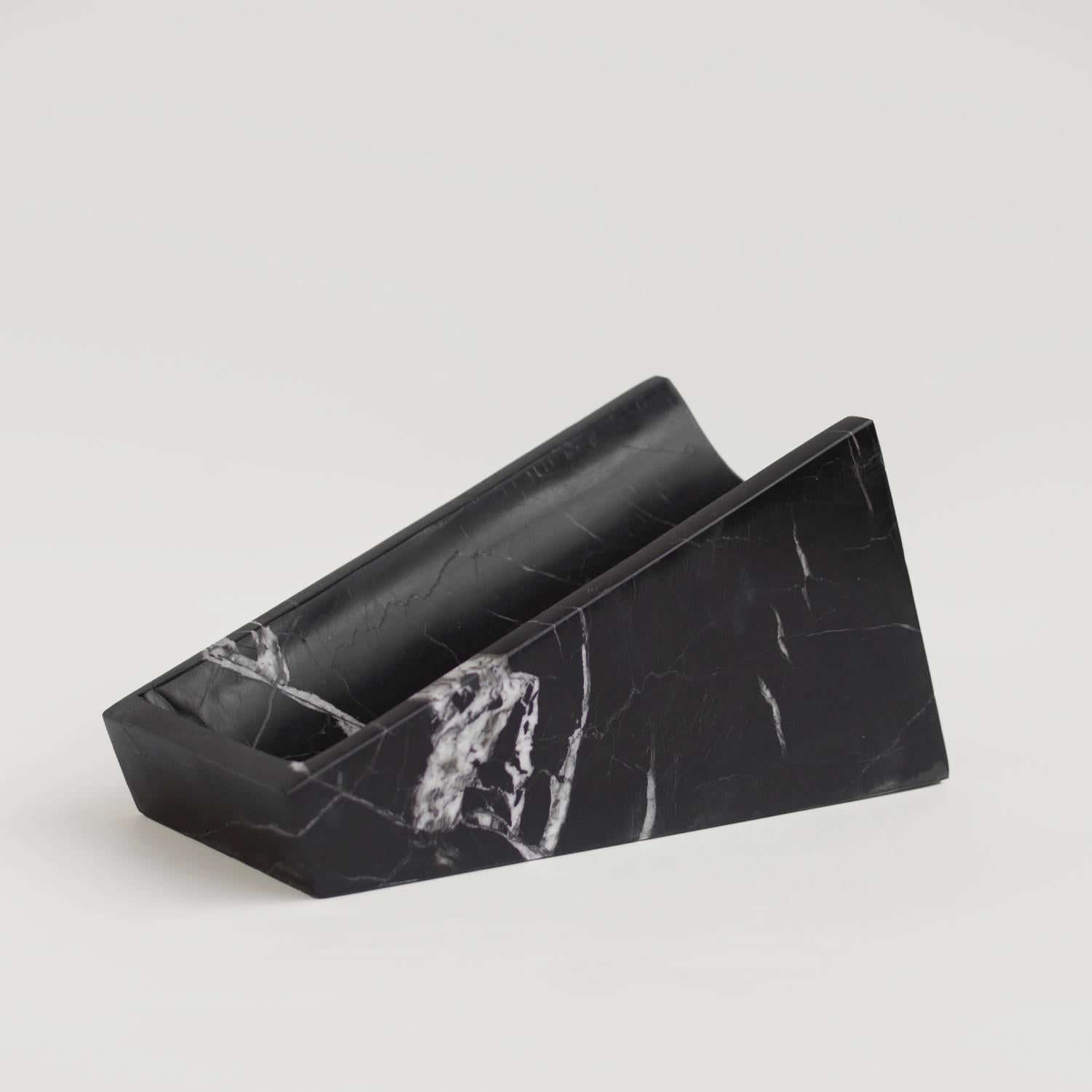 Hand-Crafted Black Marble Wine Bottle Stand For Sale