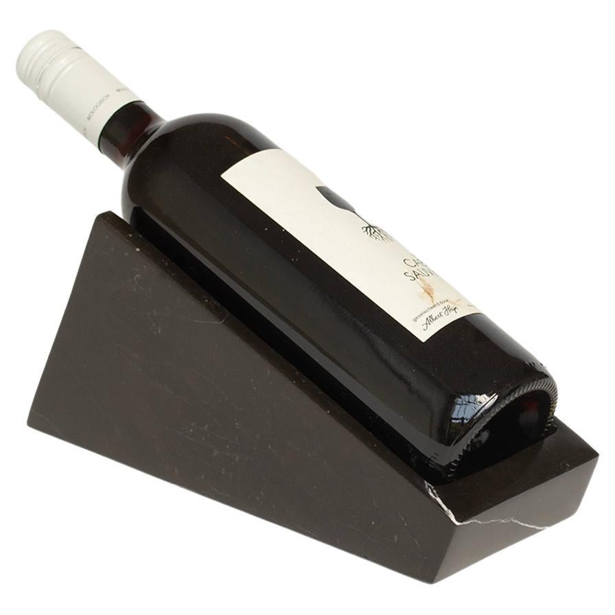 Black Marble Wine Bottle Stand - Less Vein For Sale