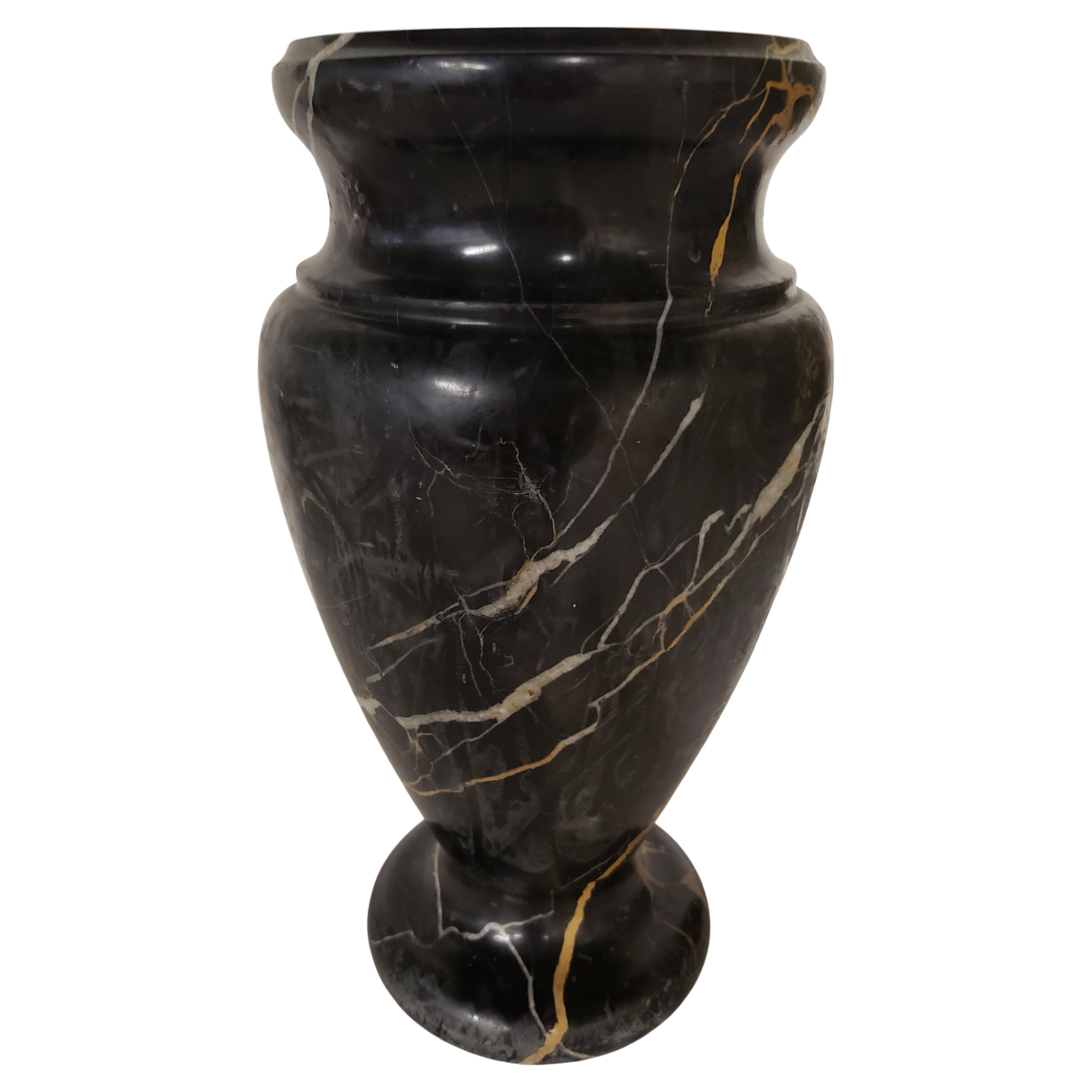 Black Marble with Gold and White Veins Vase, Circa 1950s 1
