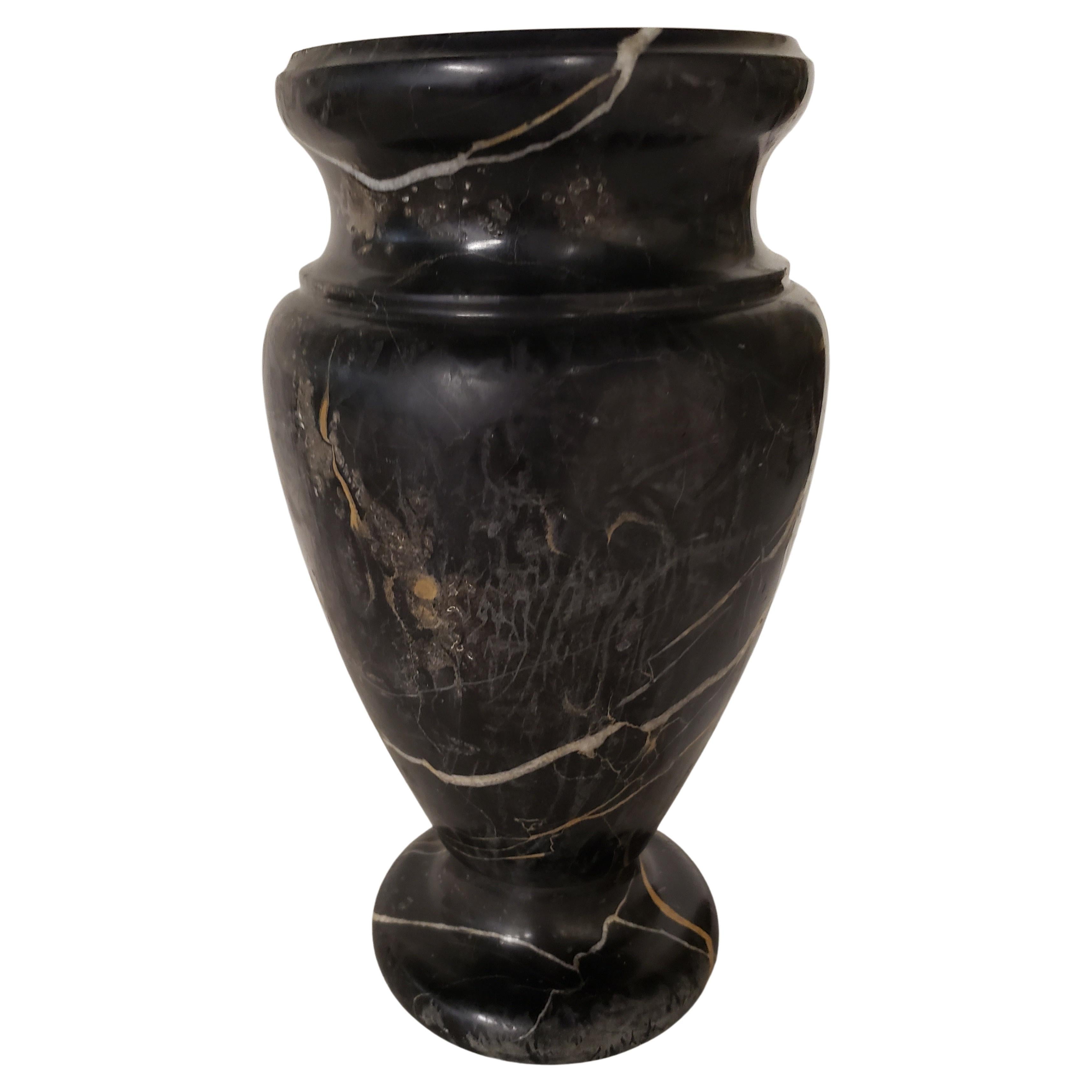 Black Marble with Gold and White Veins Vase, Circa 1950s 2