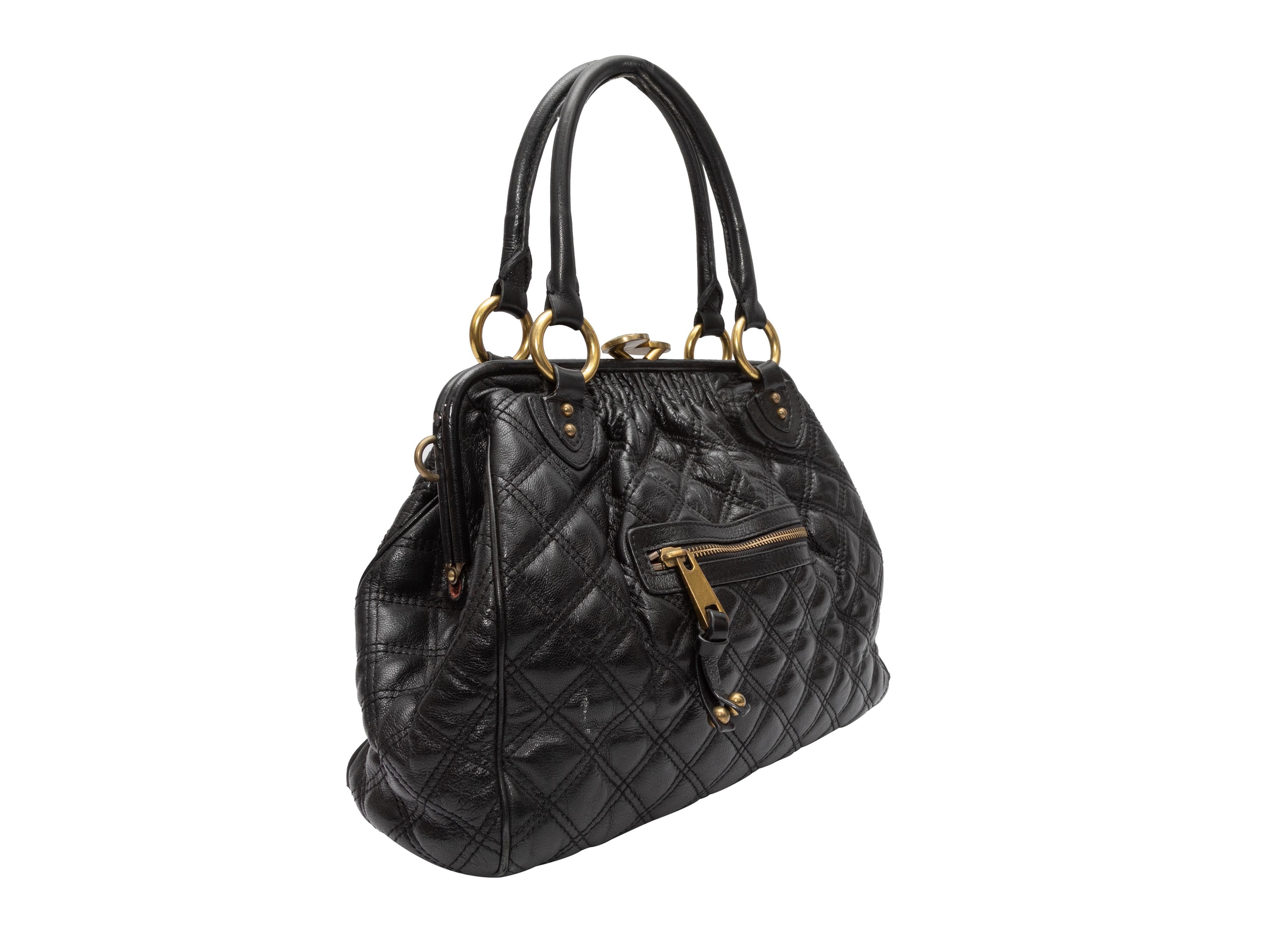 Marc Jacobs Black Quilted Leather Stam Handbag In Good Condition In New York, NY