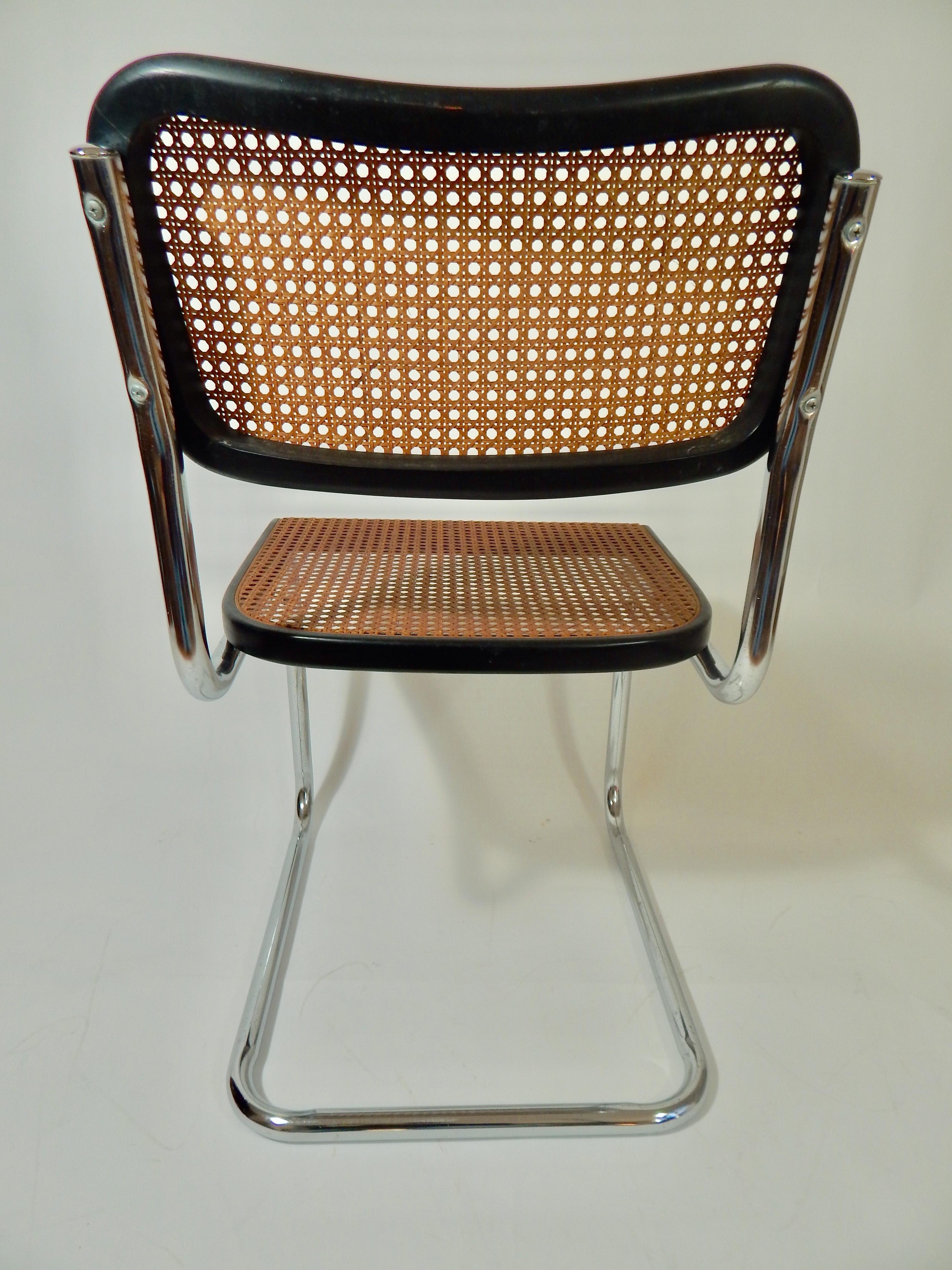 Black Marcel Breuer Cesca Chair In Excellent Condition In New York, NY