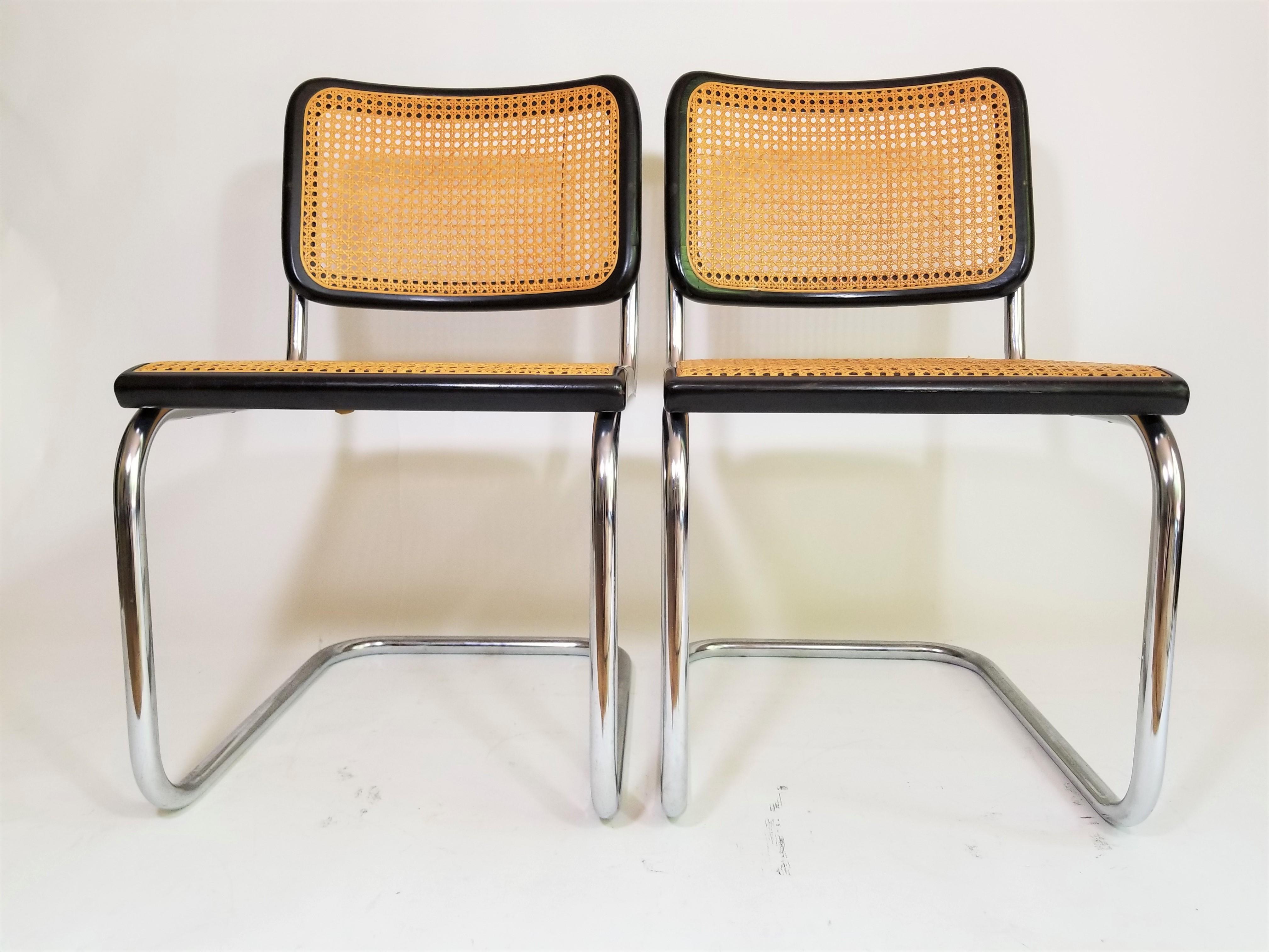 Mid-Century Modern Black Marcel Breuer Thonet Cesca Chairs, 1960s