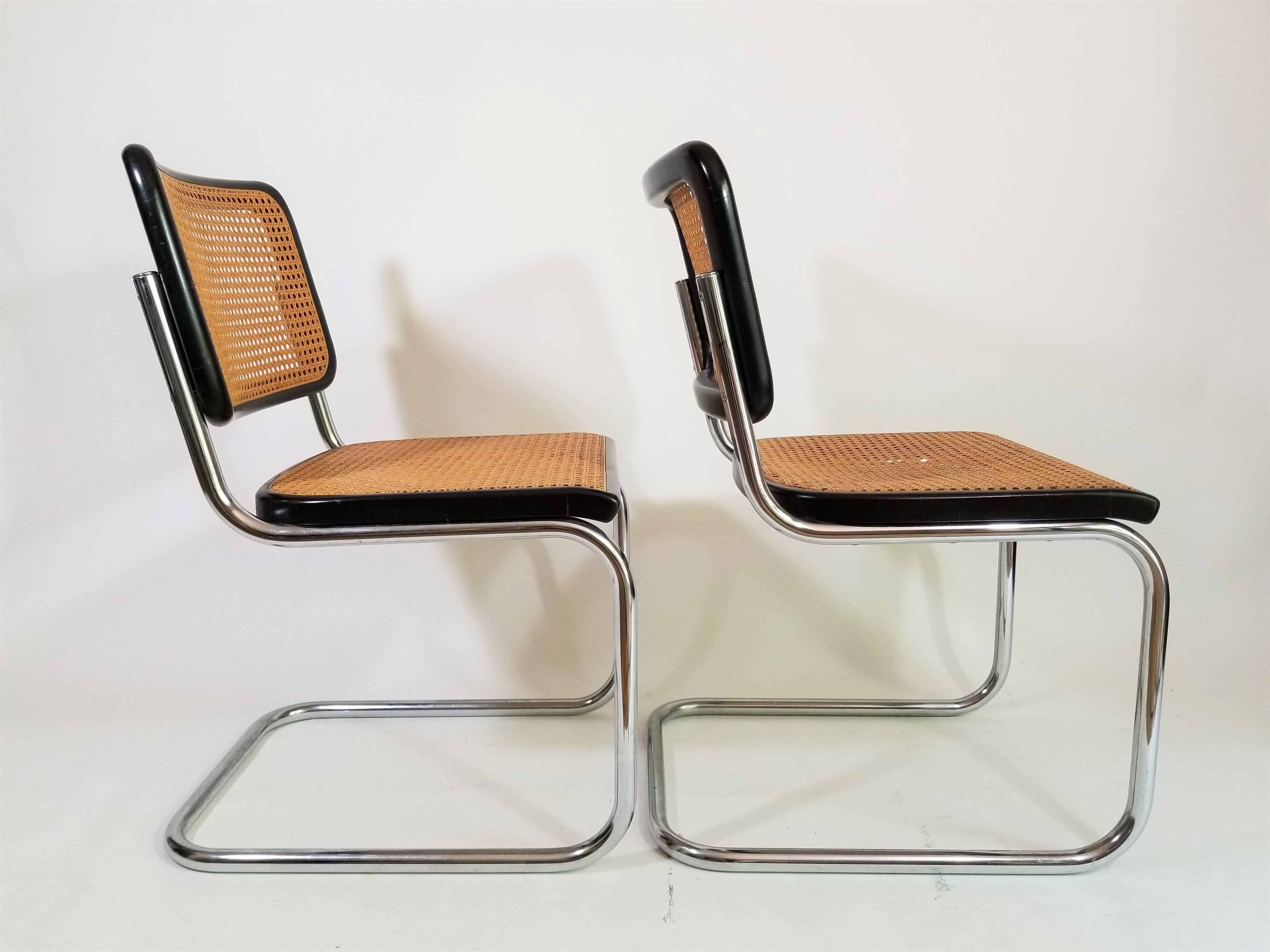 Italian Black Marcel Breuer Thonet Cesca Chairs, 1960s