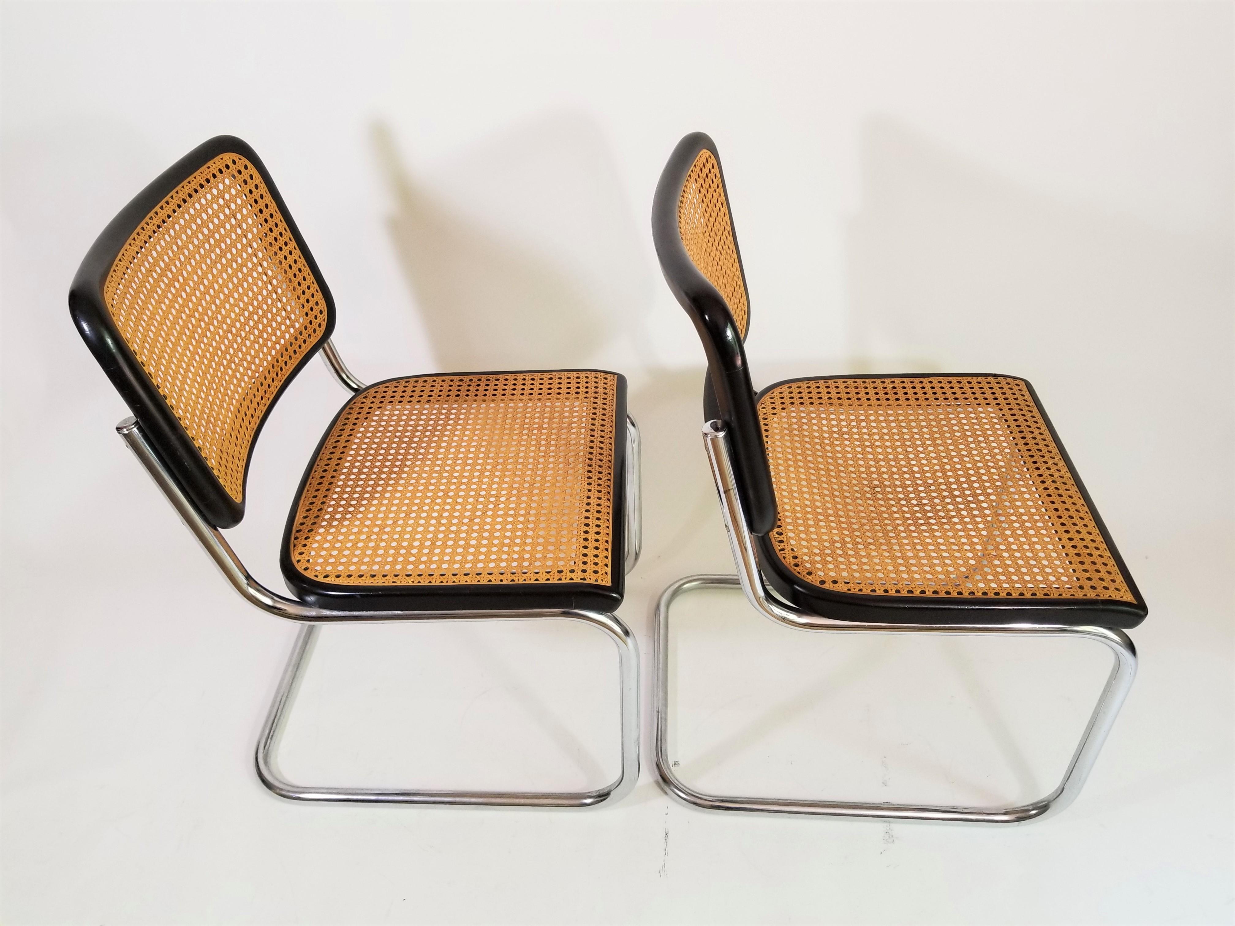 Black Marcel Breuer Thonet Cesca Chairs, 1960s In Good Condition In New York, NY