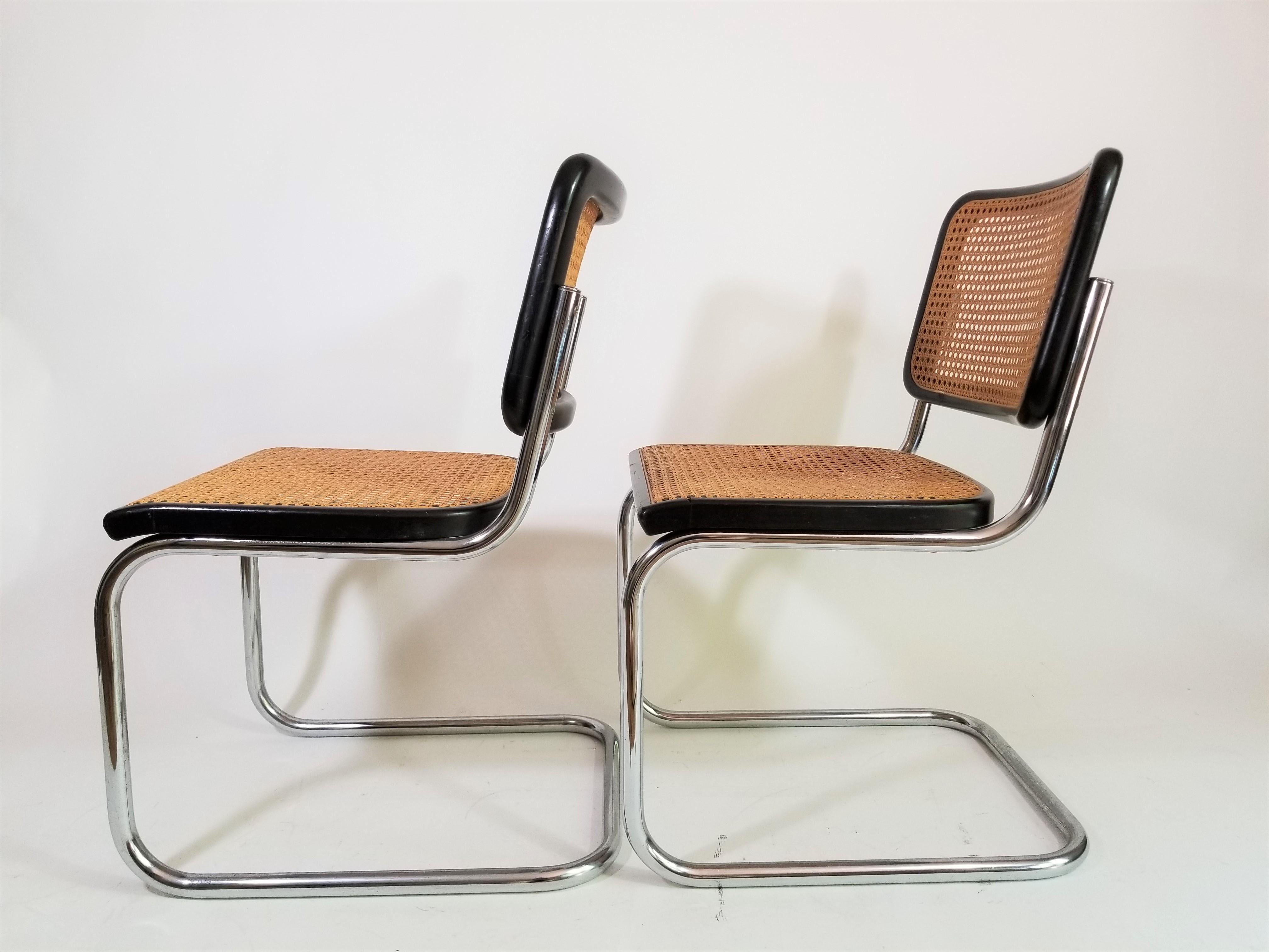 20th Century Black Marcel Breuer Thonet Cesca Chairs, 1960s