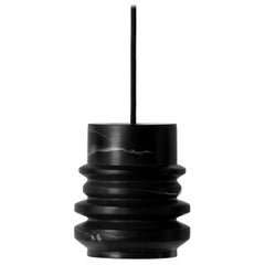 Black Marquina and Aluminum Pendant Light, “Circle, ” 4 by Buzao