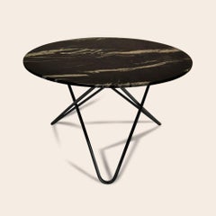 Black Marquina Marble and Black Steel Big O Table by OxDenmarq