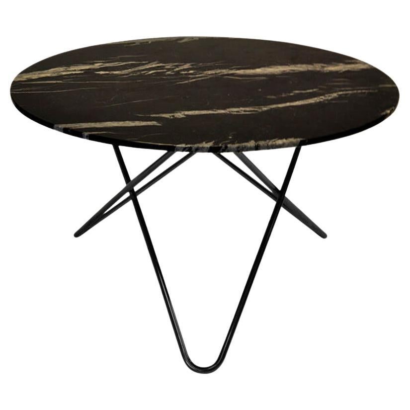Grande table O en marbre noir Marquina et acier noir d'OxDenmarq en vente