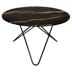 Black Marquina Marble and Black Steel Big O Table by OxDenmarq