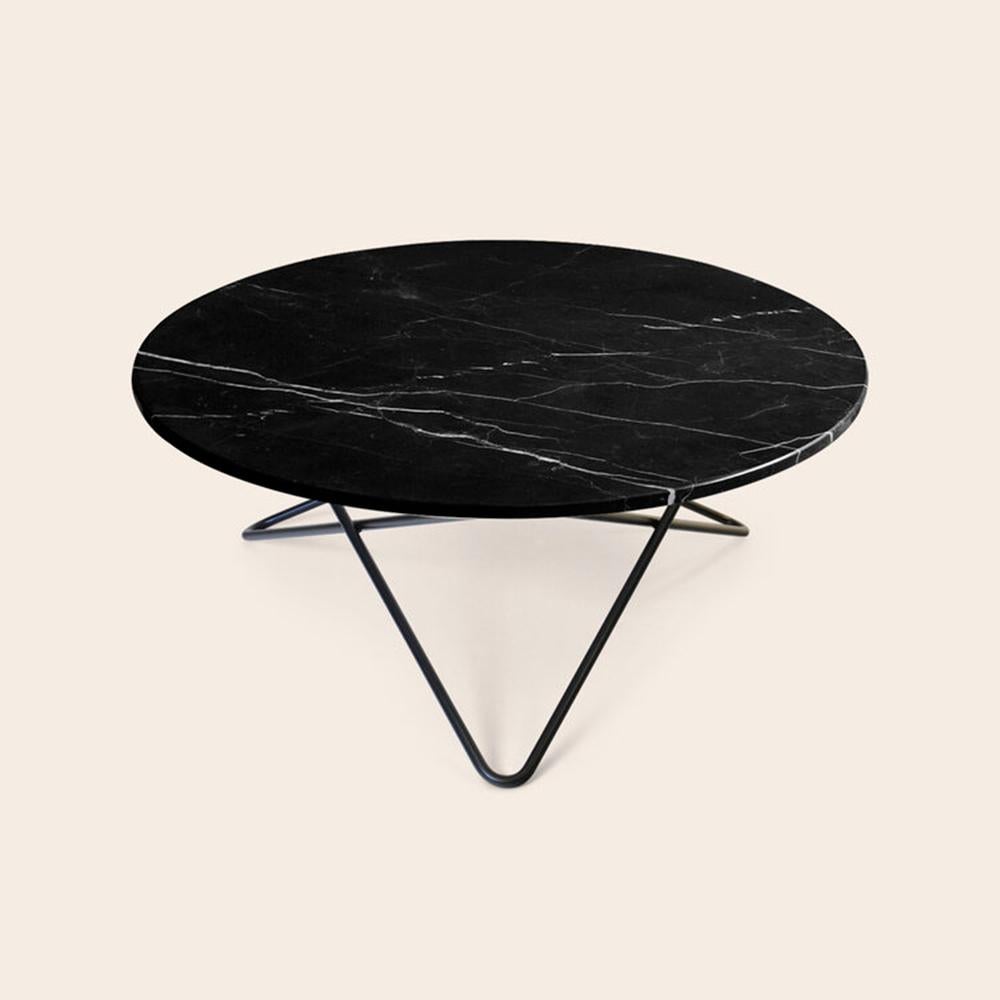 Black Marquina marble and black steel large o table by OxDenmarq
Dimensions: D 100 x H 40 cm
Materials: Steel, black Marquina marble
Available in other size. Different top and frame options available

OX DENMARQ is a Danish design brand