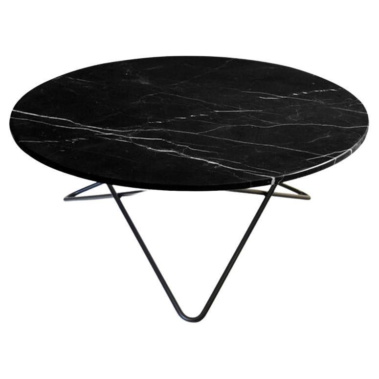 Black Marquina Marble and Black Steel Large O Table by OxDenmarq