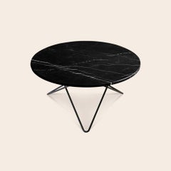 Black Marquina Marble and Black Steel "O" Table by Ox Denmarq