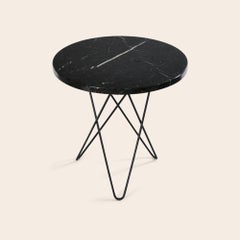 Black Marquina Marble and Black Steel Tall Mini O Table by Ox Denmarq