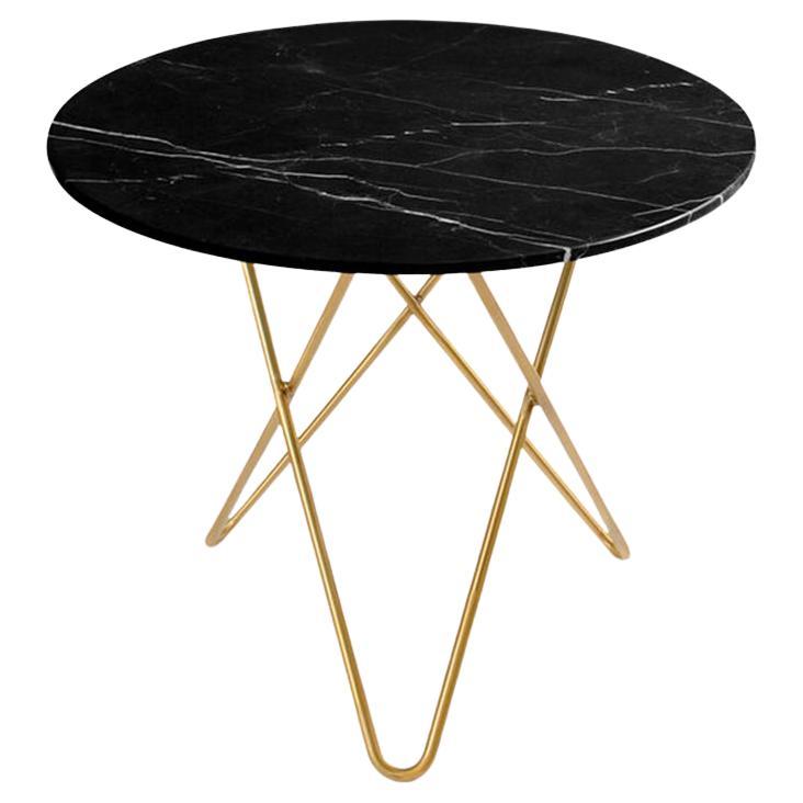 Black Marquina Marble and Brass Dining O Table by OxDenmarq