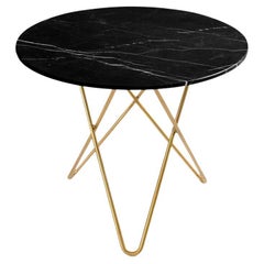 Black Marquina Marble and Brass Large Dining O Table by OxDenmarq